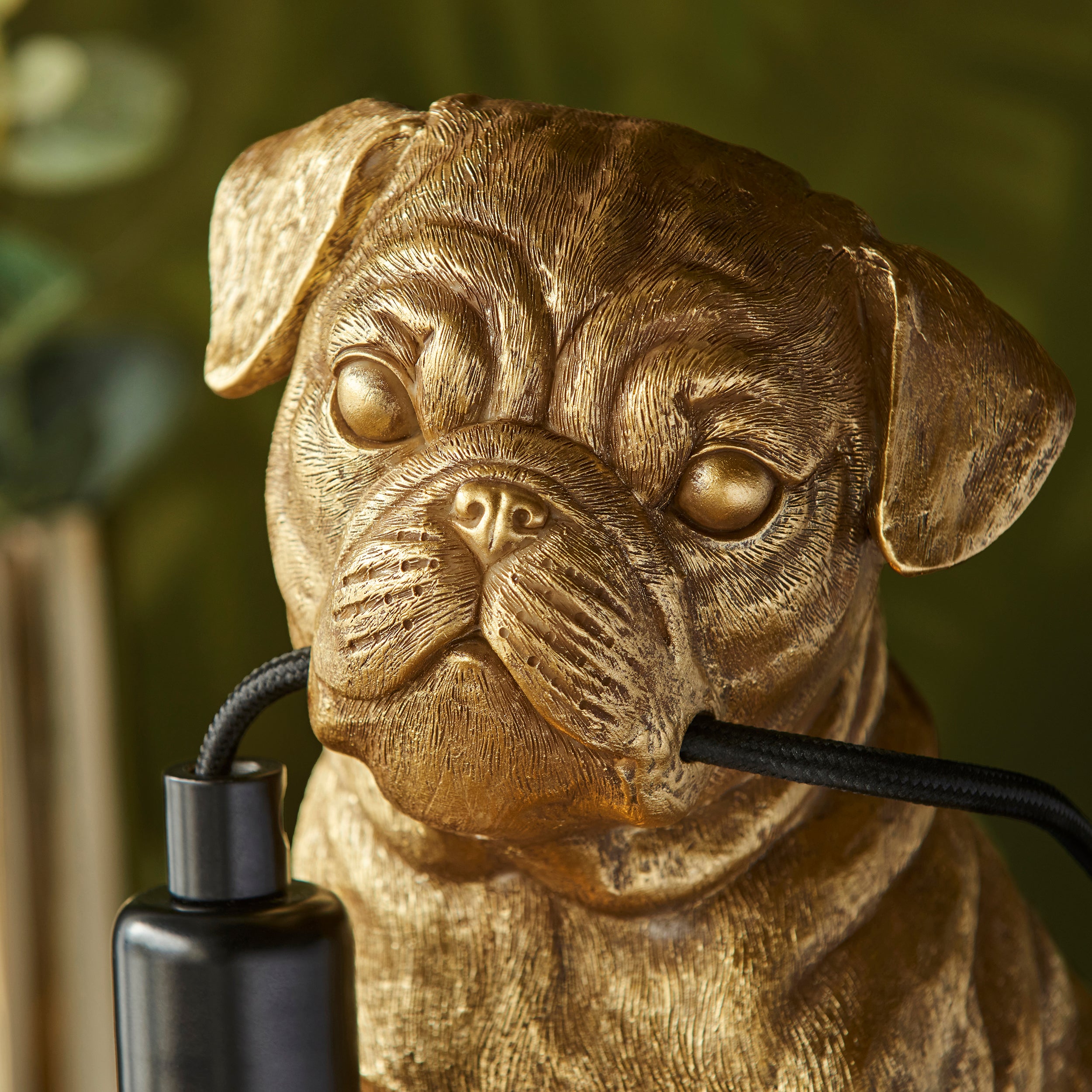 Pug Puppy Gold Dog Table Lamp