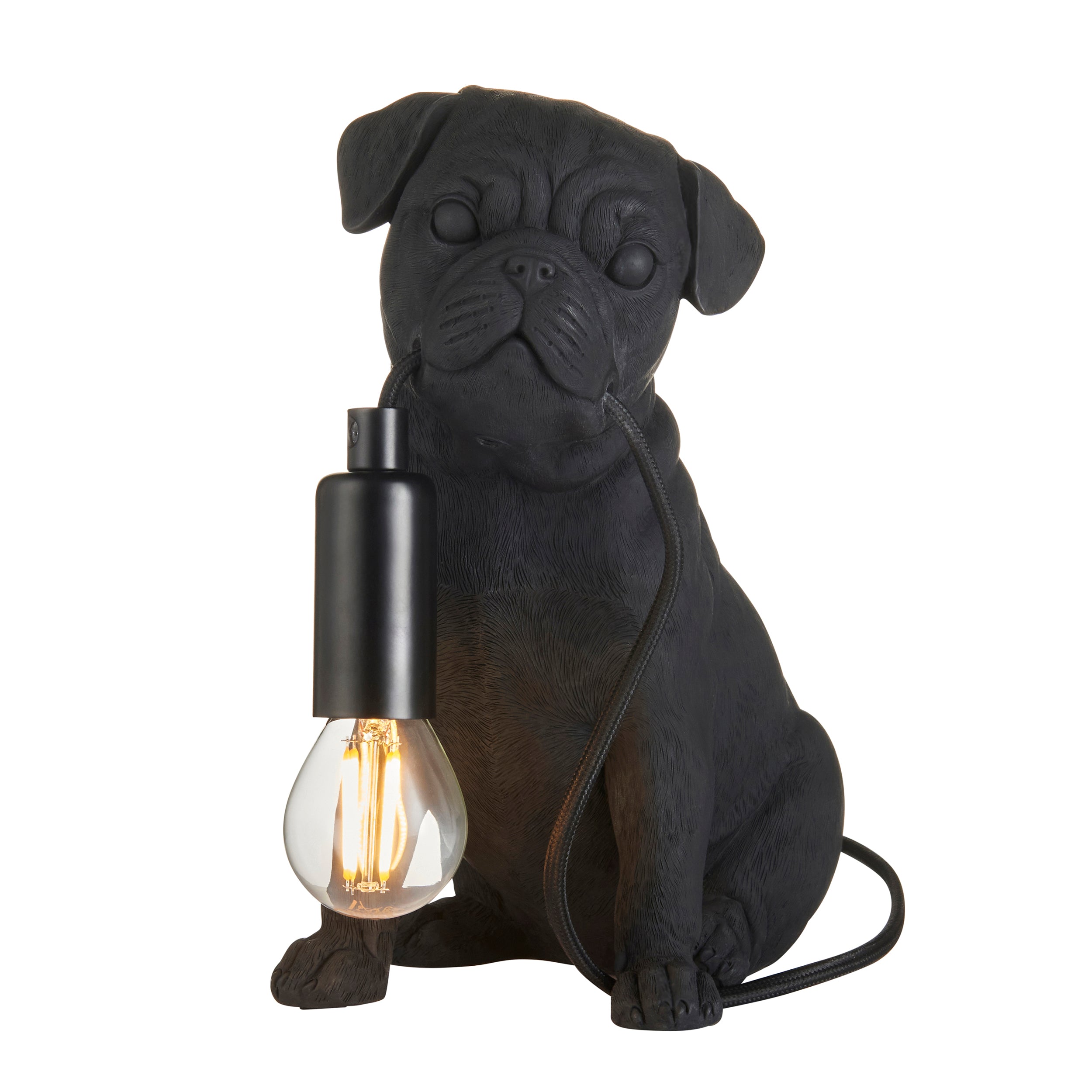 Pug Puppy Black Dog Table Lamp 107325 by Endon Lighting