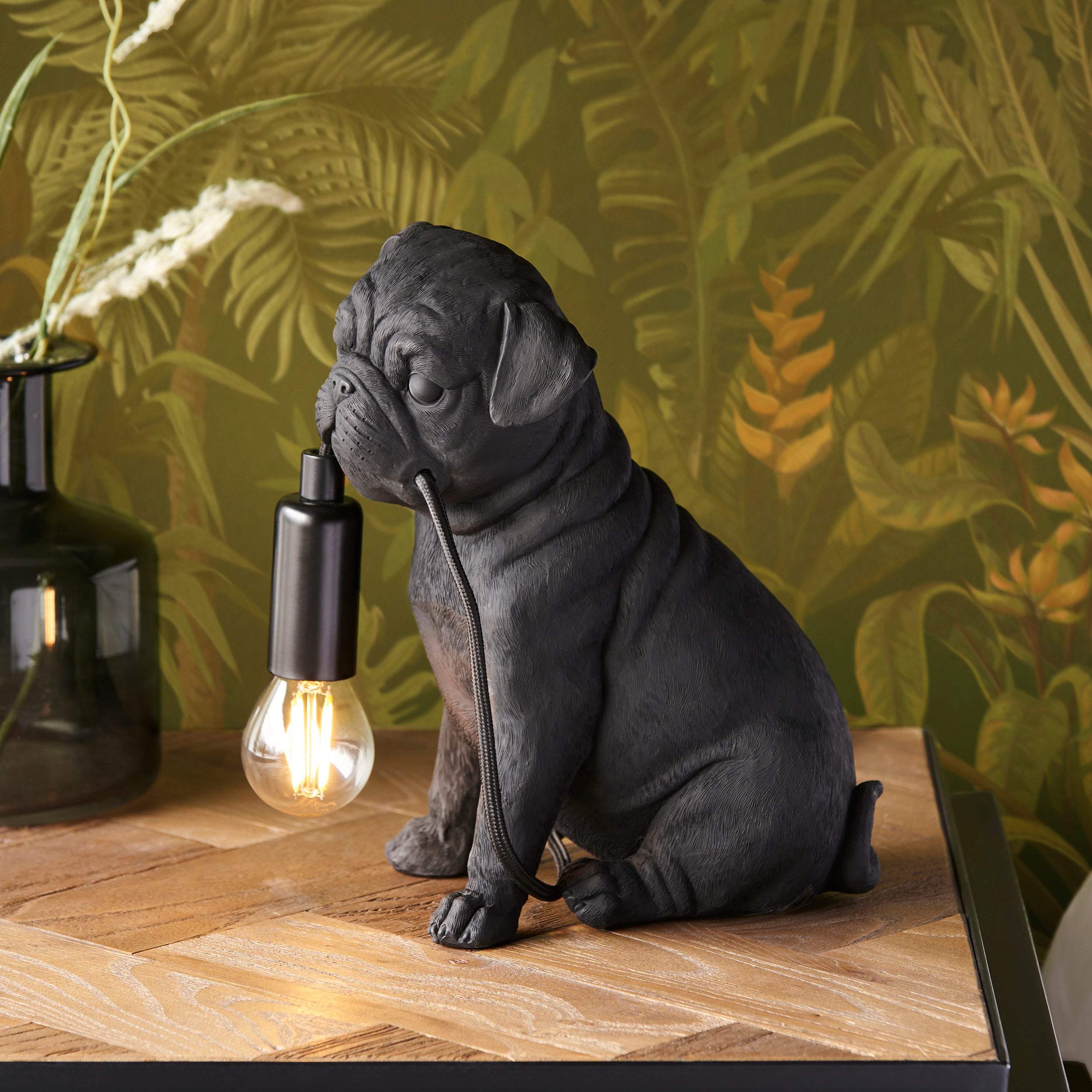 Pug Puppy Black Dog Table Lamp