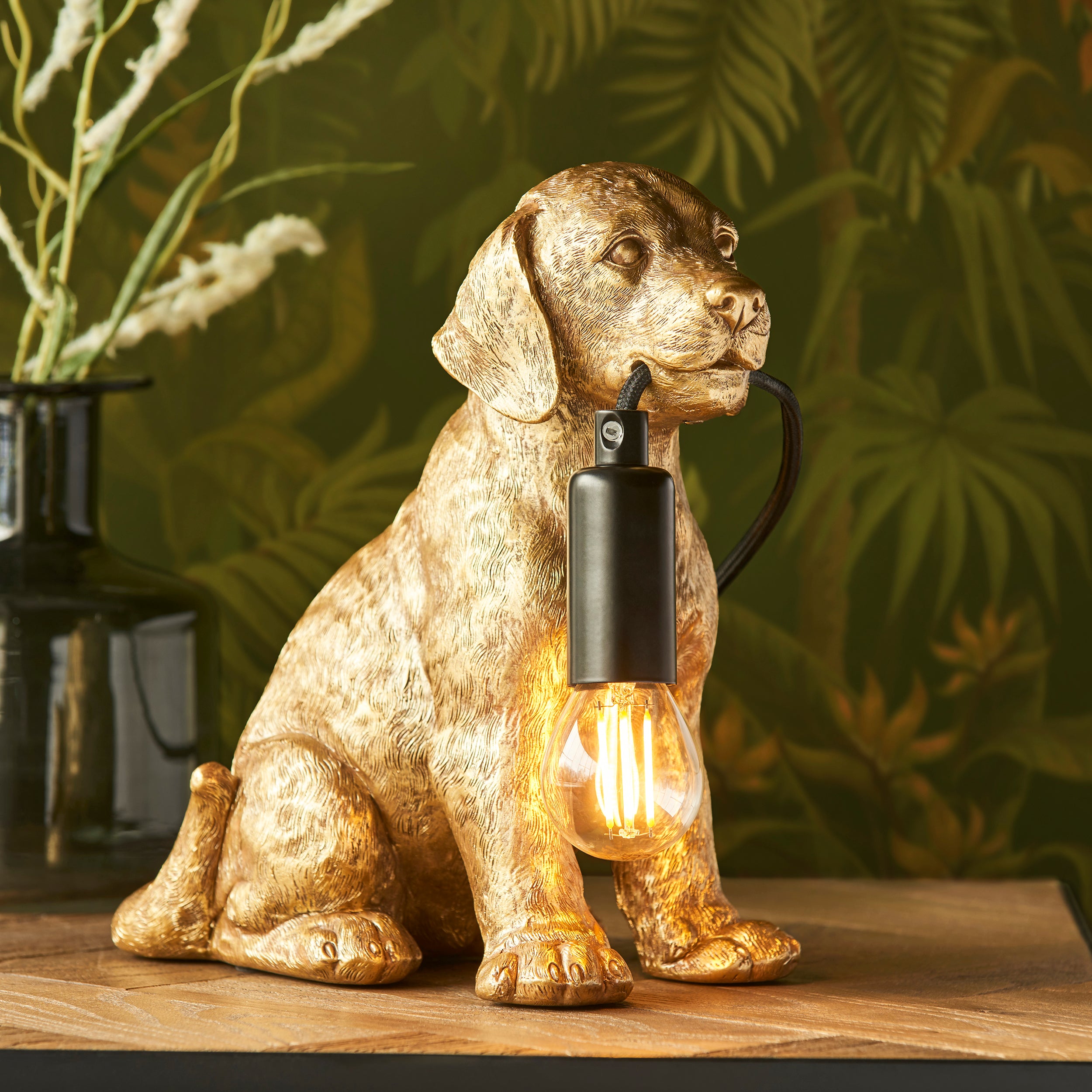 Labrador Puppy Gold Dog Table Lamp