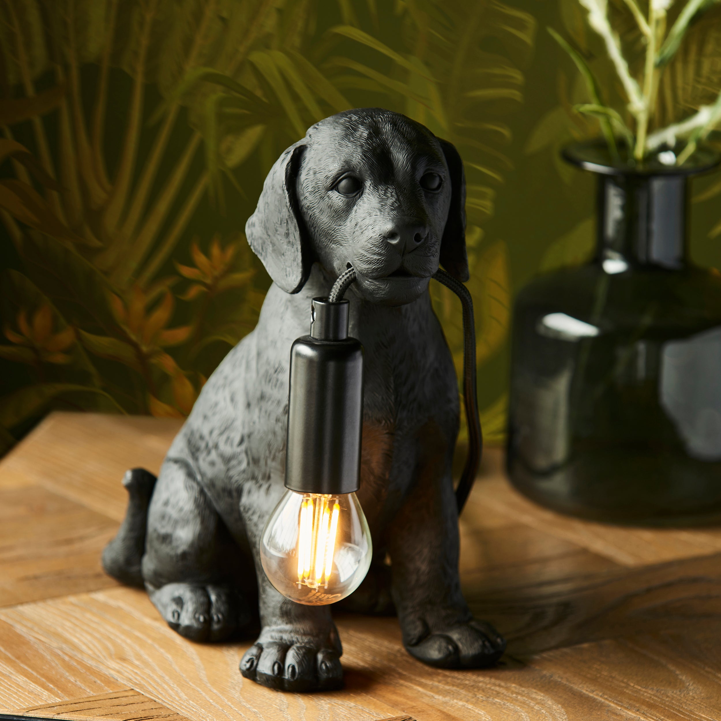 Labrador Puppy Black Dog Table Lamp