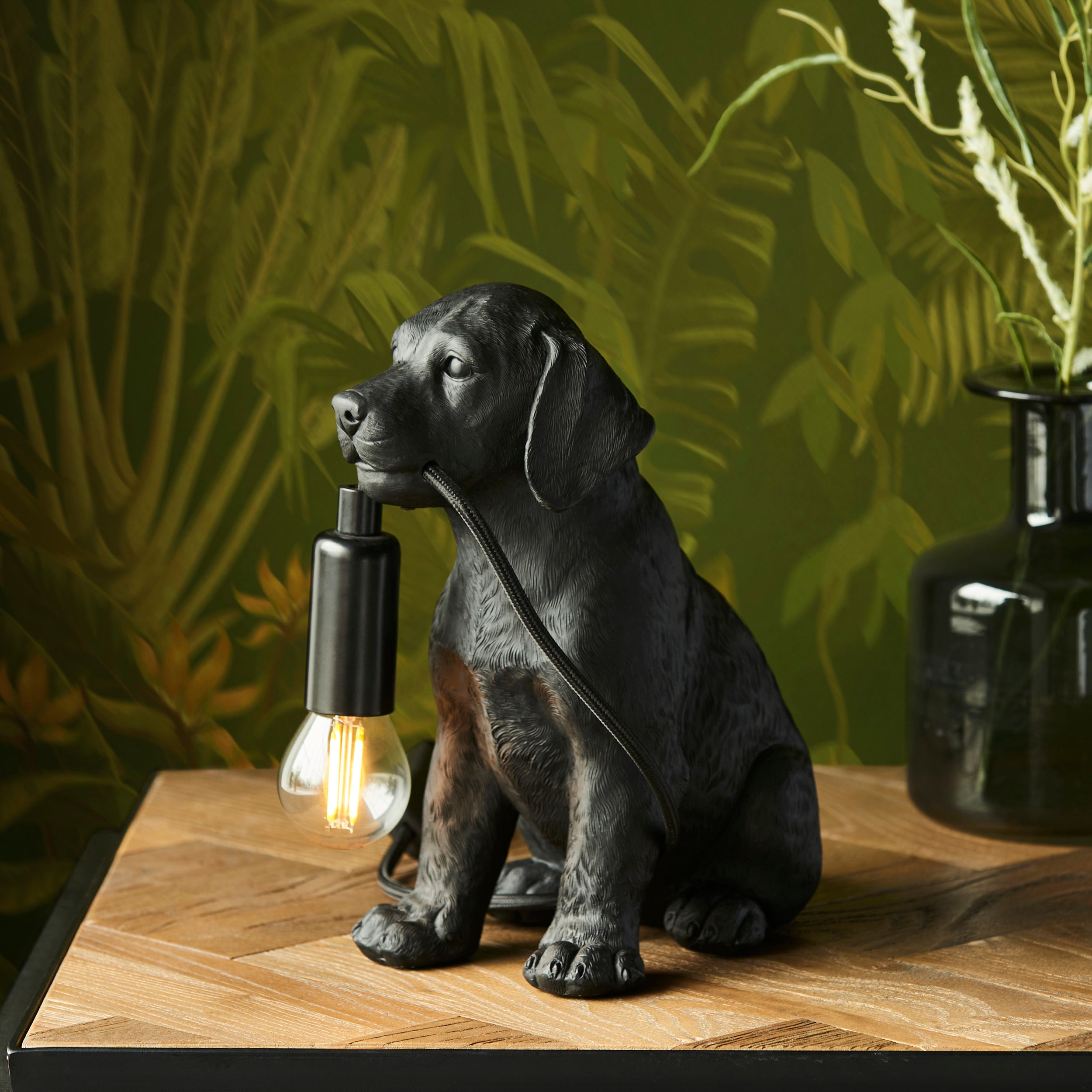 Labrador Puppy Black Dog Table Lamp