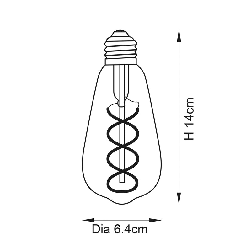 Twist E27 Filament Clear Glass Pear Dimmable 4W LED Light Bulb_Size Image