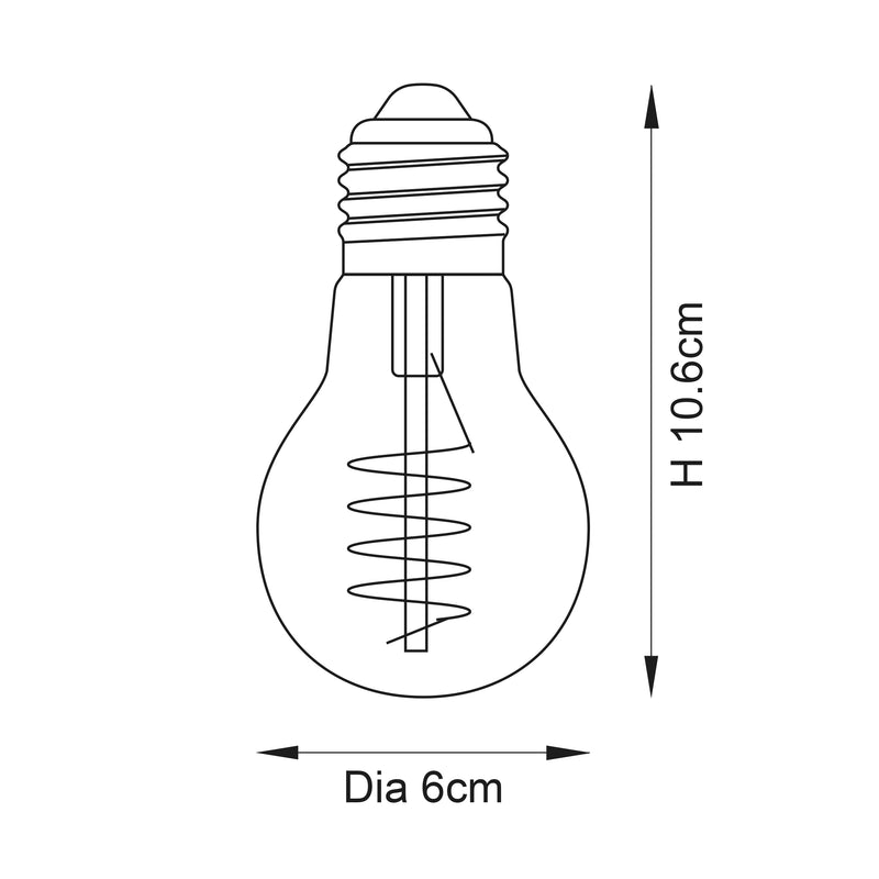 Spiral E27 Clear Glass LED Filament GLS Dimmable 4w Light Bulb