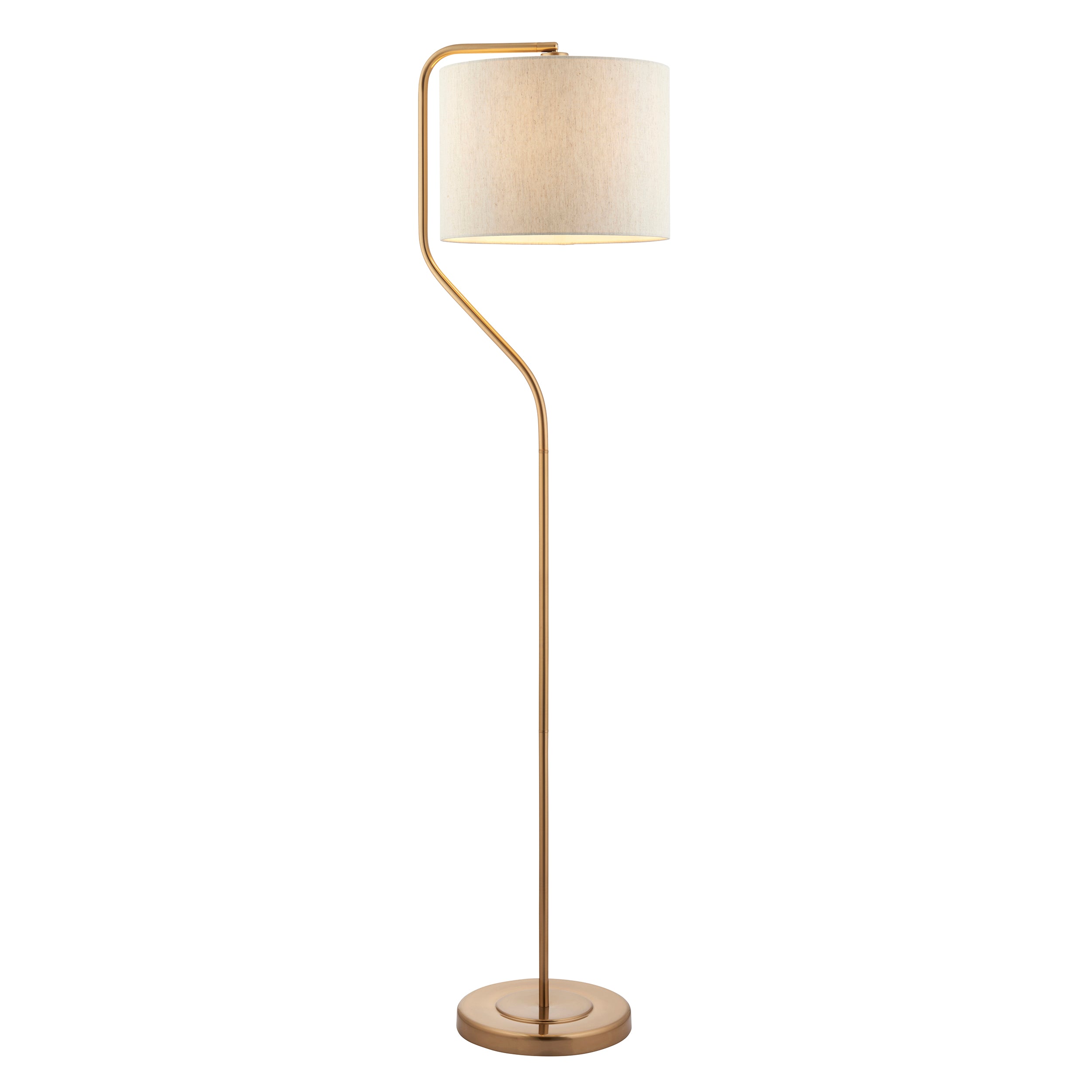 Clement Brass Floor Lamp With Natural Linen Shade