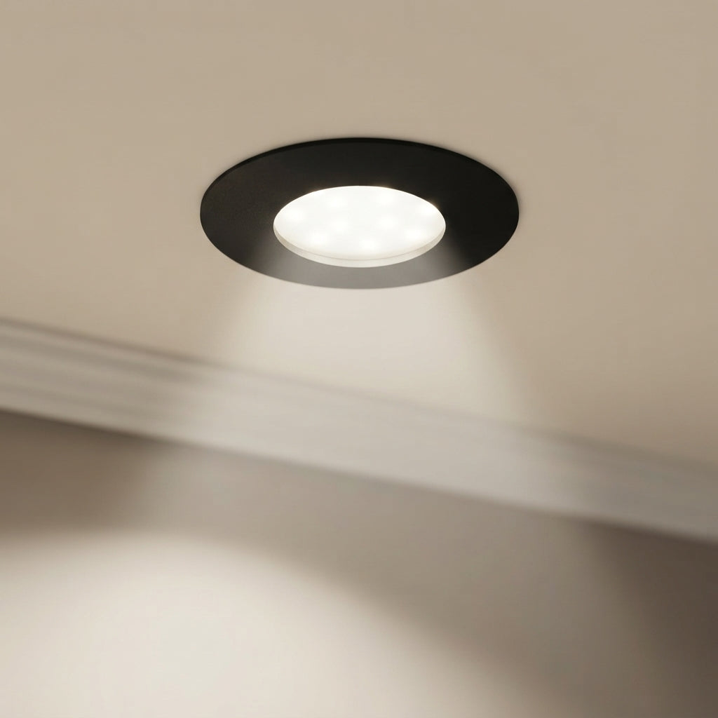 Eglo Pineda Black LED Recessed Ceiling Spot Light - 7.8cm by Eglo Lighting — suits kitchens, living rooms & bedrooms
