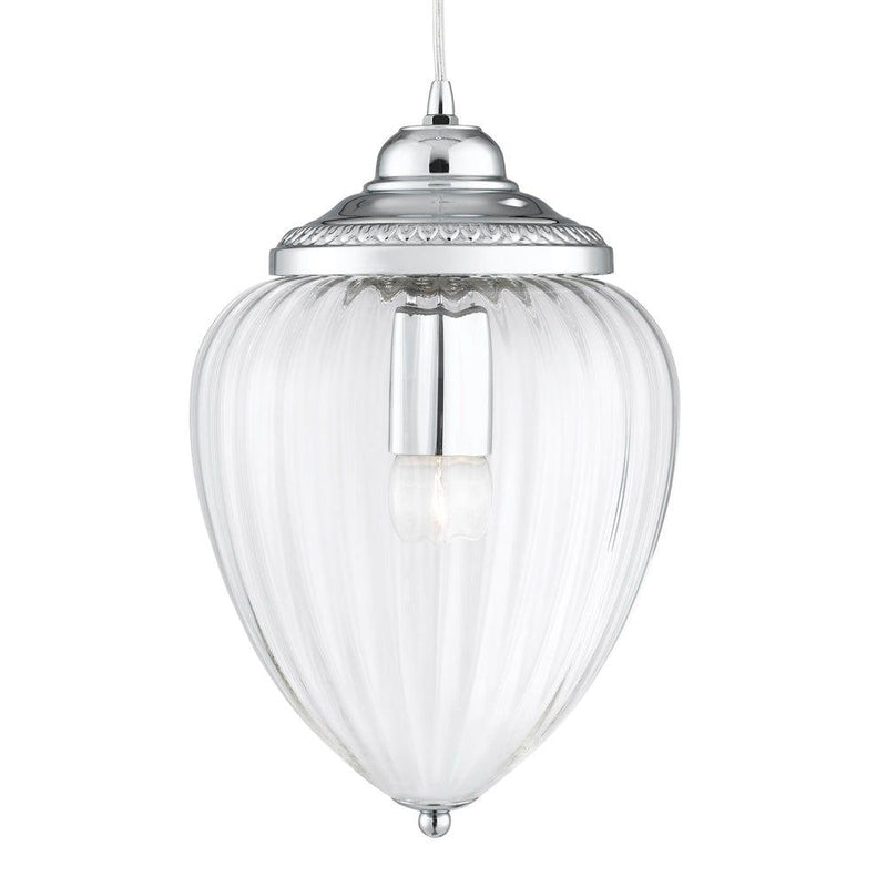 Moscow 1 Light Chrome/Clear Ribbed Glass Ceiling Pendant