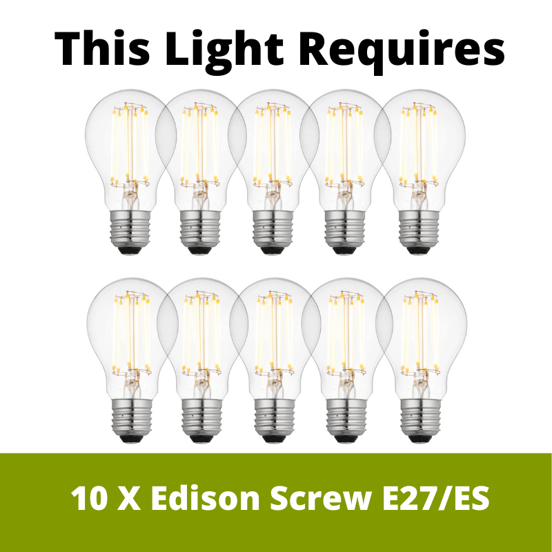 Eglo Ariscani Black & Steel Vaporised Glass 10 Light Pendant