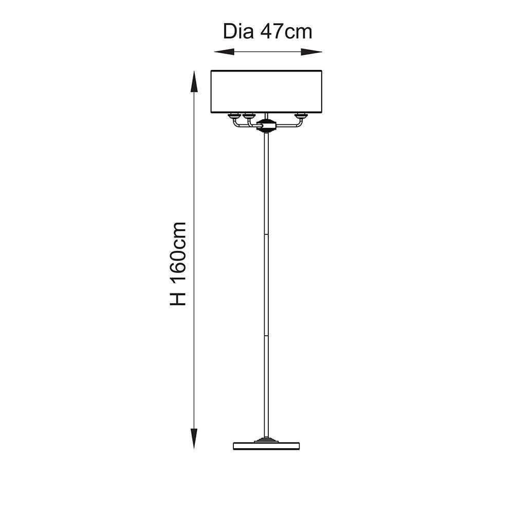 Endon Highclere Vintage Brass Floor Lamp - Linen Shade
