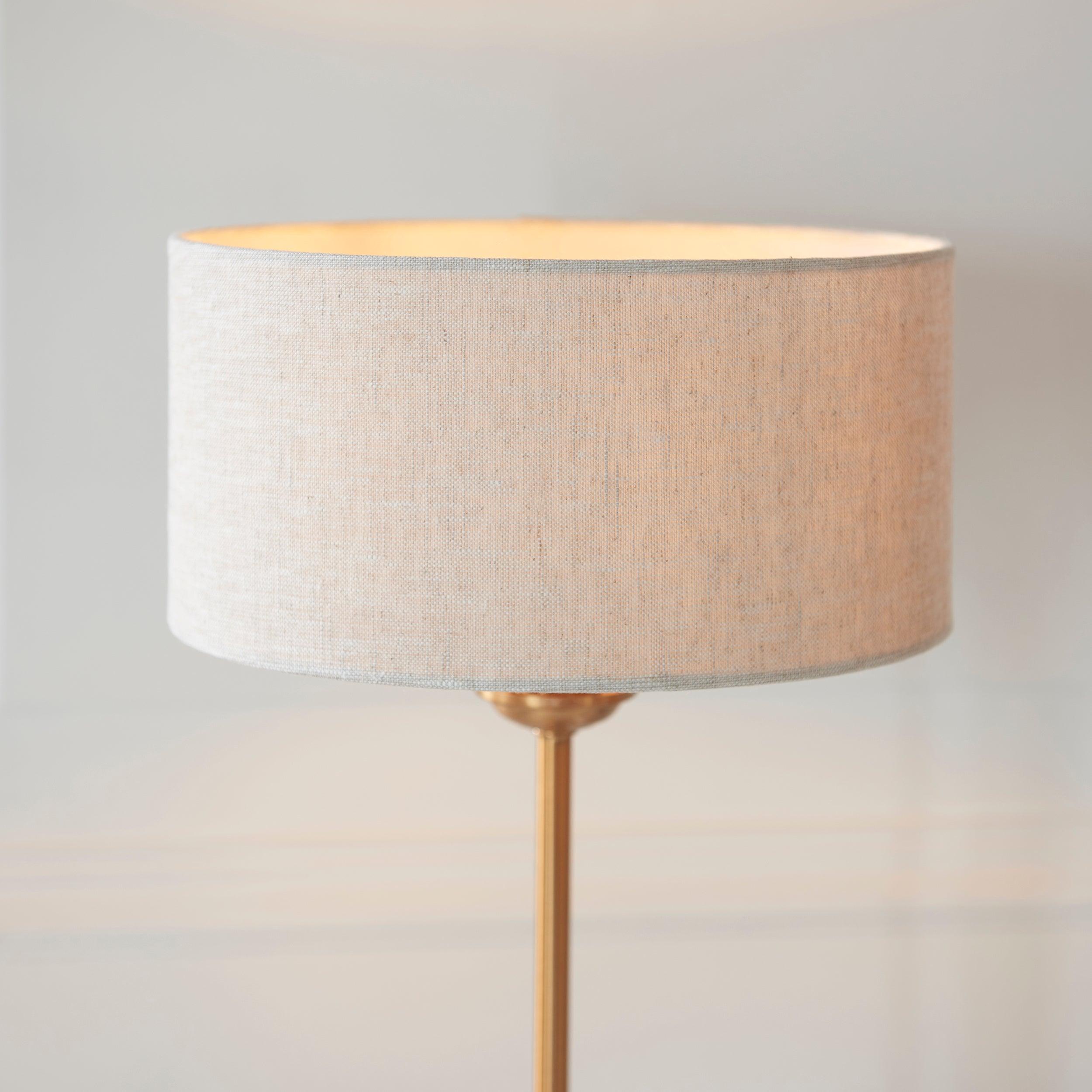 highclere vintage brass table lamp natural shade by Endon Lighting Bedroom Hero Shot