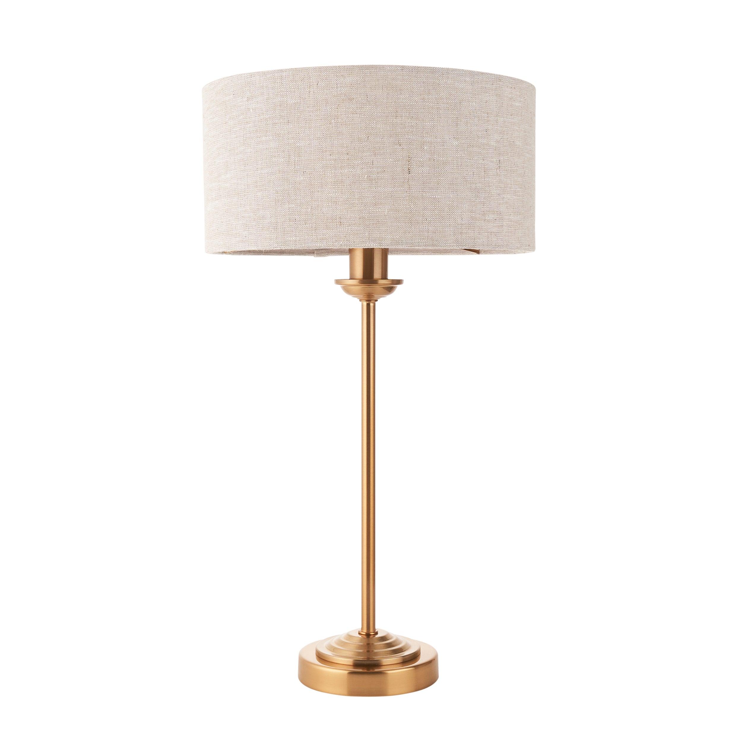 highclere vintage brass table lamp natural shade by Endon Lighting Kitchen Lights