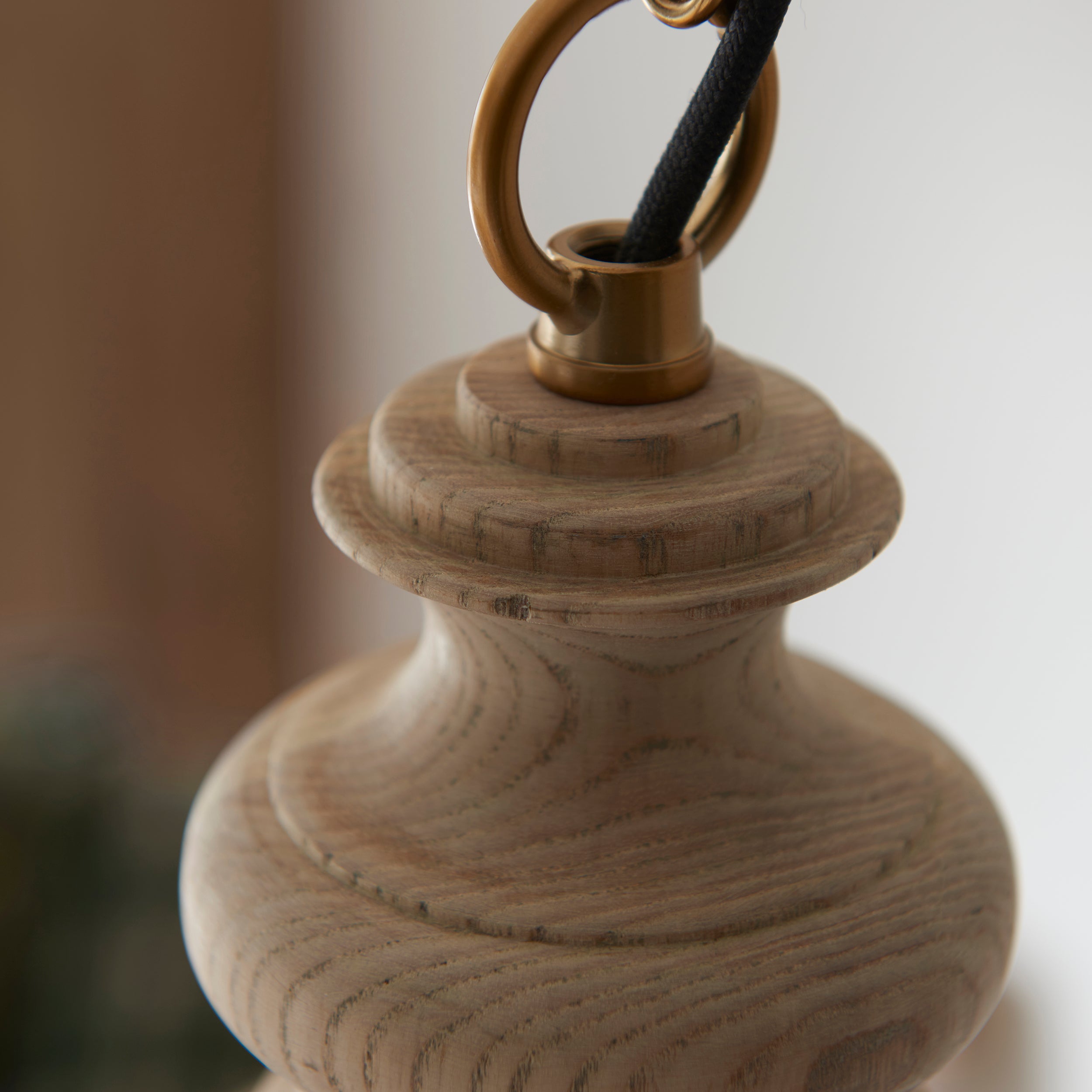 Cotswold Wood Pendant Ceiling Light with Glass Shade