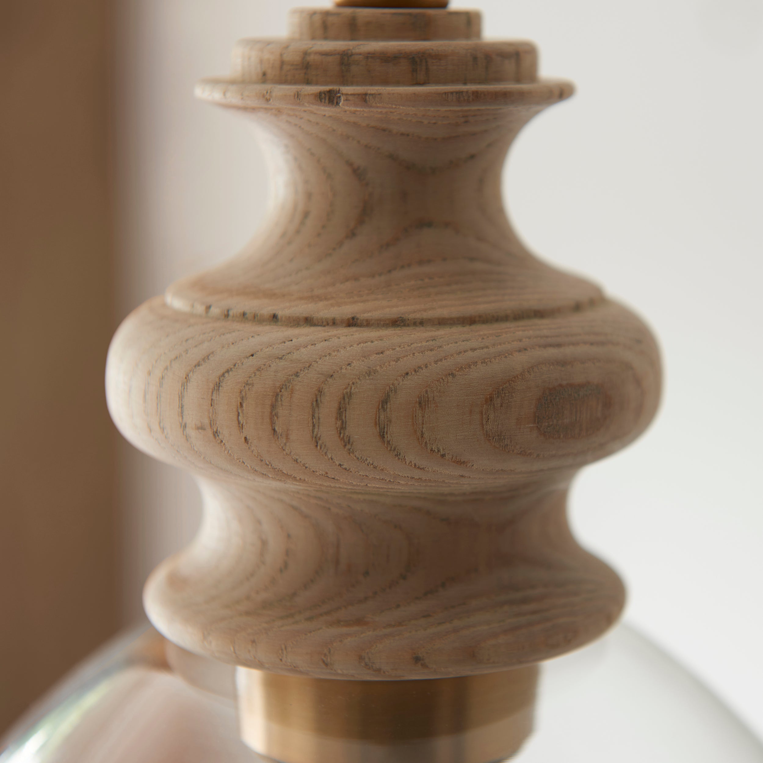 Cotswold Wood Pendant Ceiling Light with Glass Shade