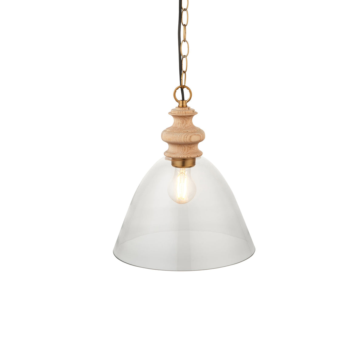 Cotswold Wood Pendant Ceiling Light with Glass Shade-warehouse-180926
