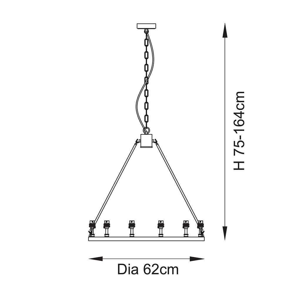 Endon Chester 6 Light Brass Ceiling Pendant