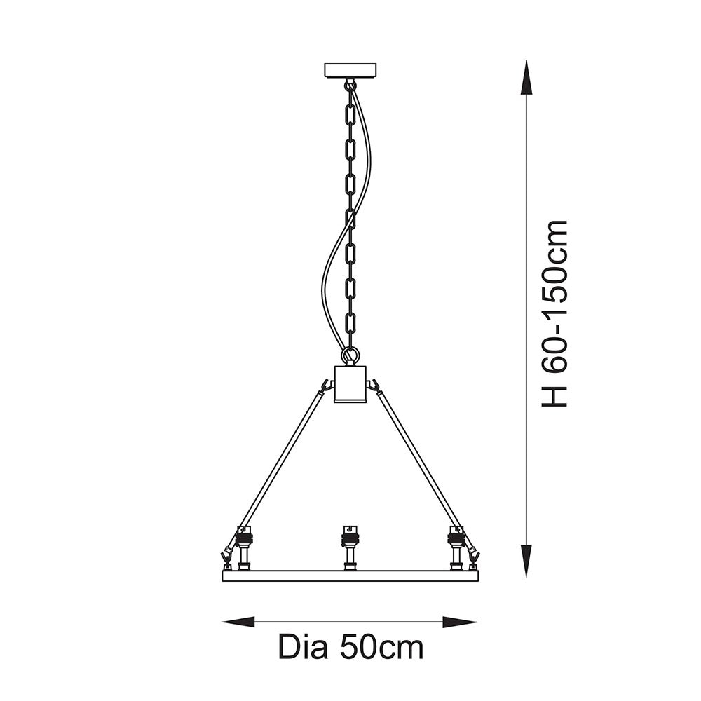 Endon Chester 3 Light Brass Ceiling Pendant