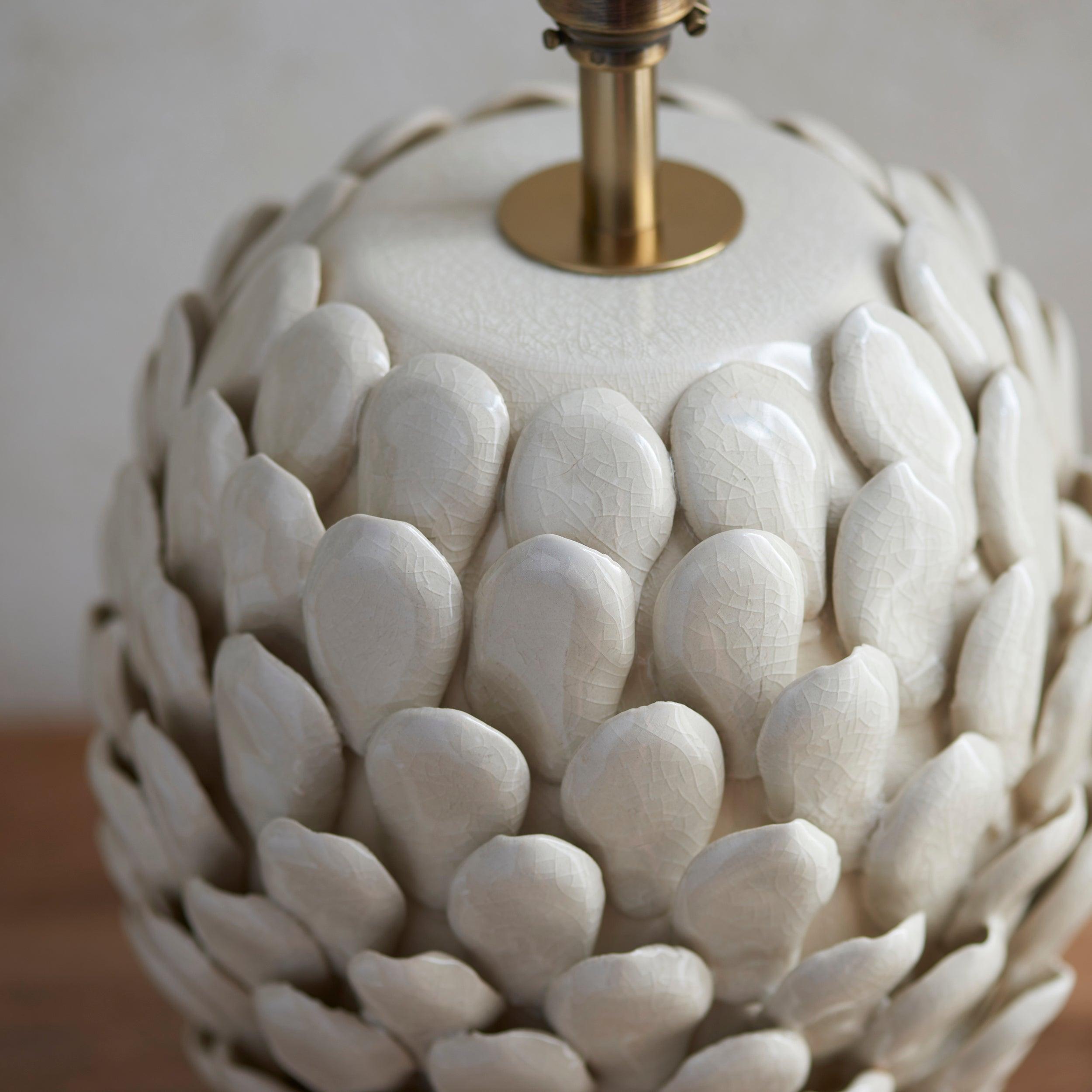Layered Leaf White Ceramic Table Lamp Base