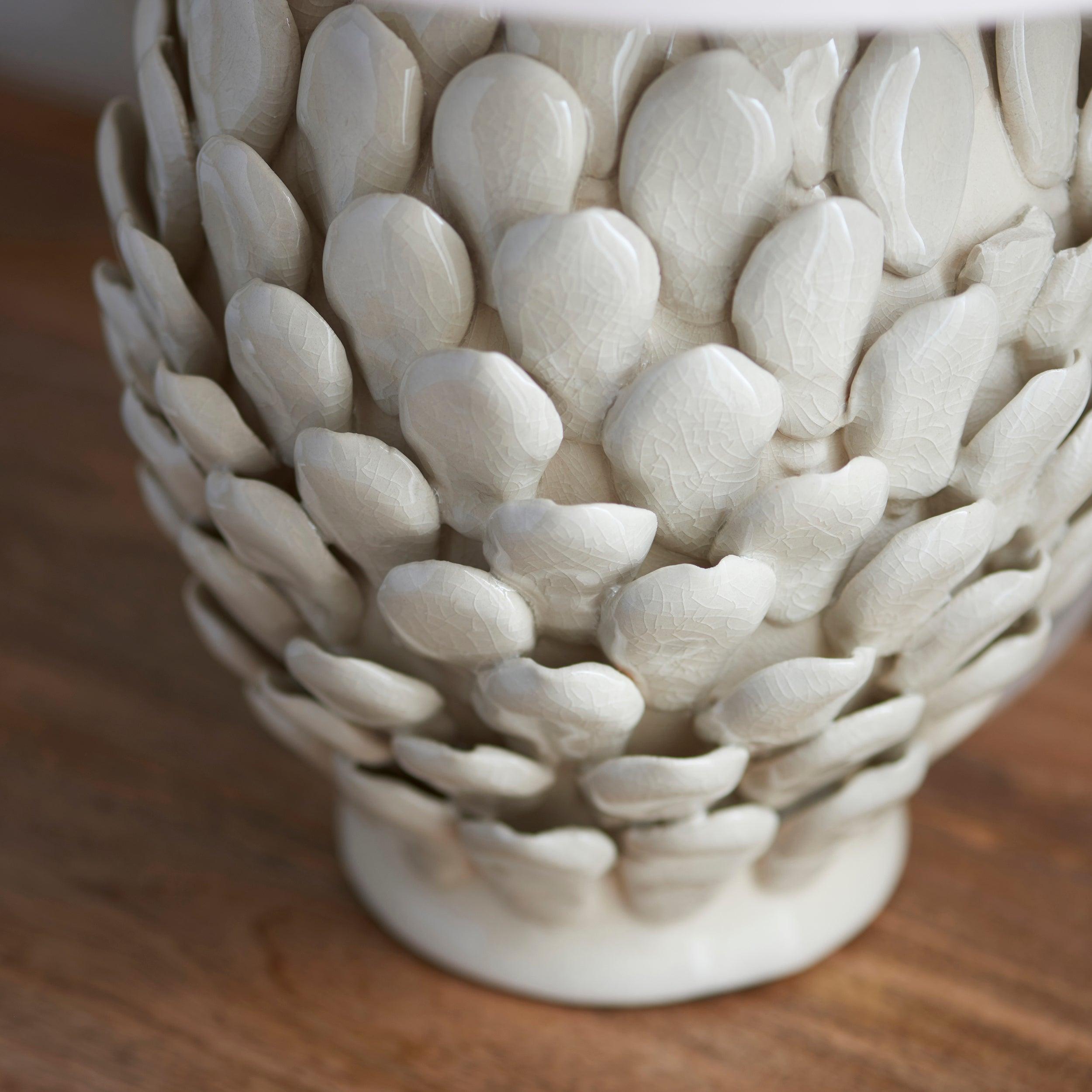 Layered Leaf White Ceramic Table Lamp Base