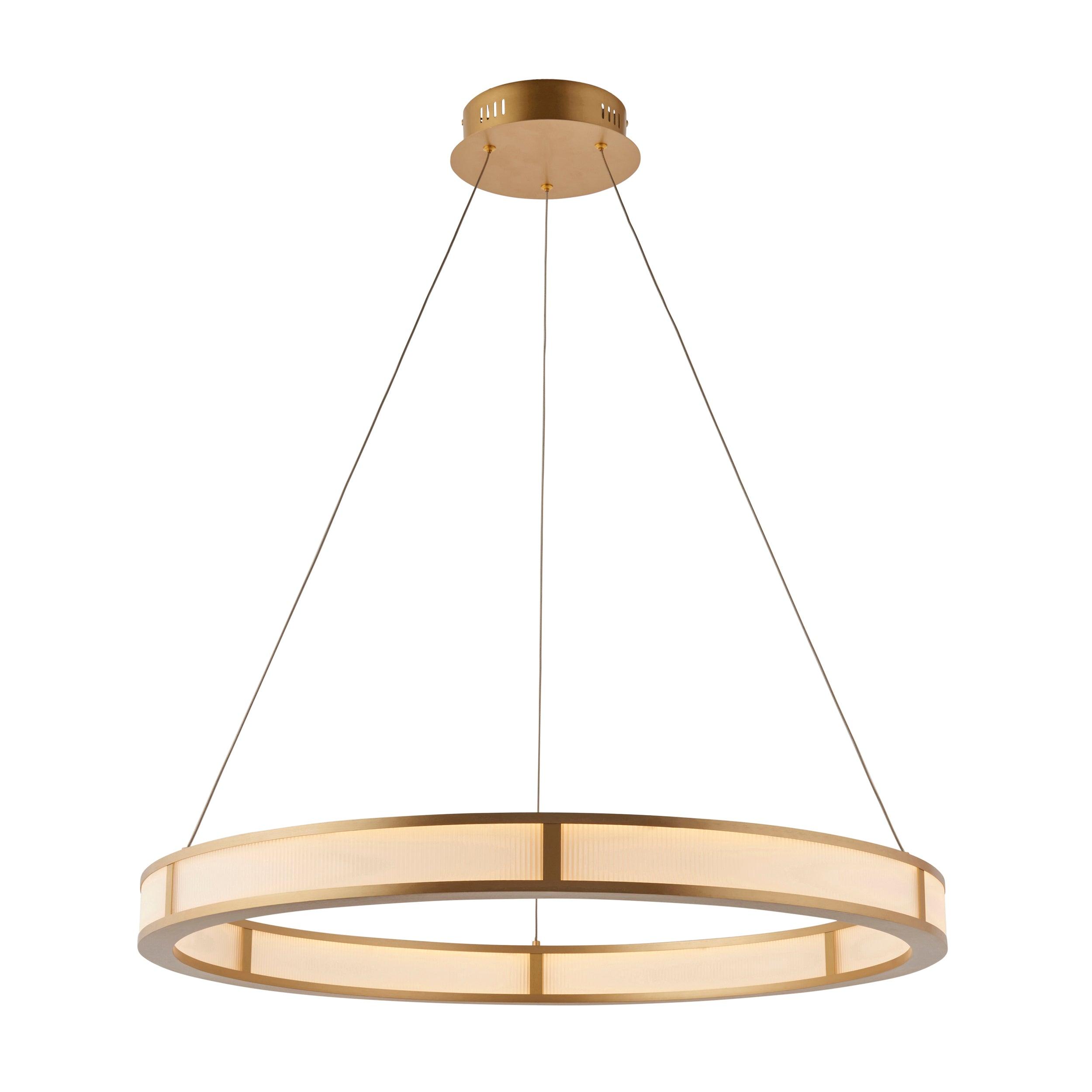 Classic Ribbed Hoop Gold Modern LED Ceiling Pendant Light
