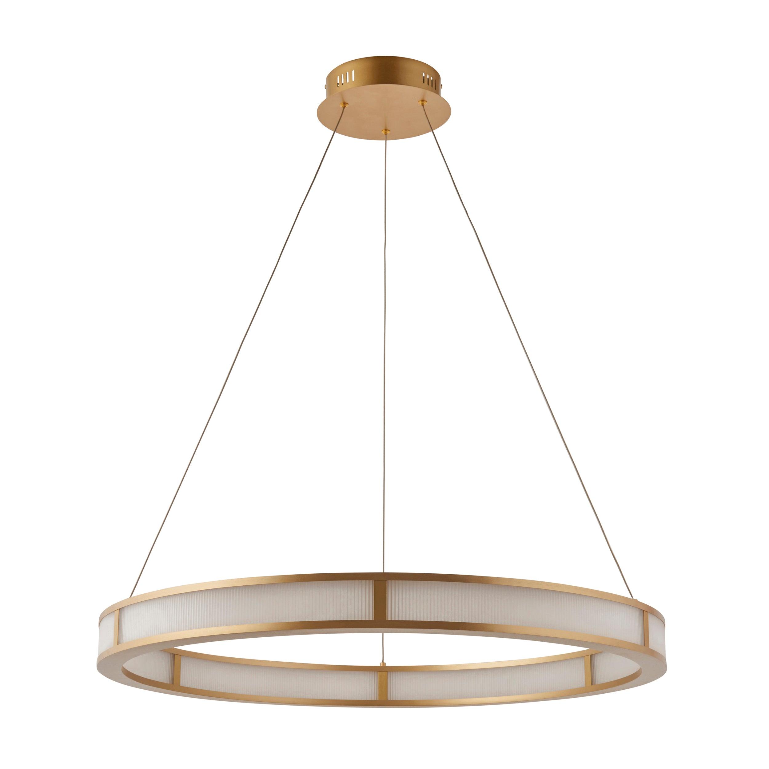 Classic Ribbed Hoop Gold Modern LED Ceiling Pendant Light