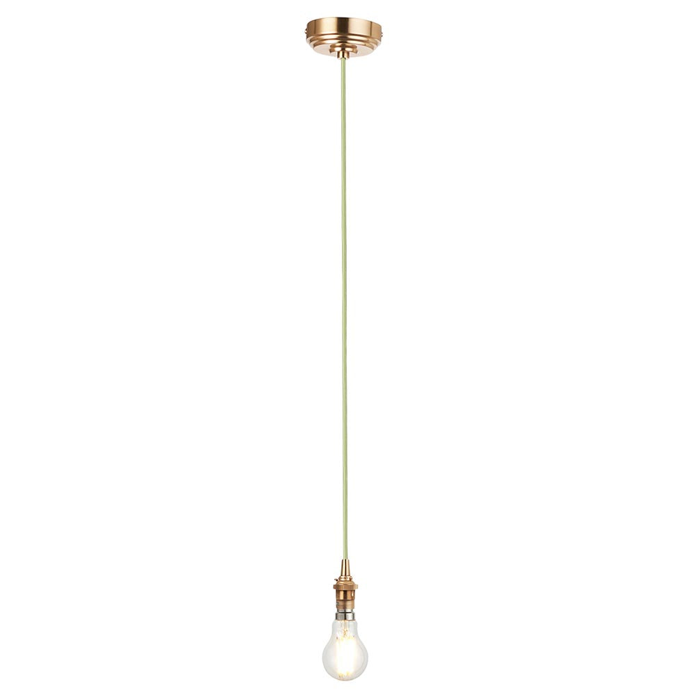 Endon Eltham Aged Brass & Green Braided Cable Set 1 Light Pendant