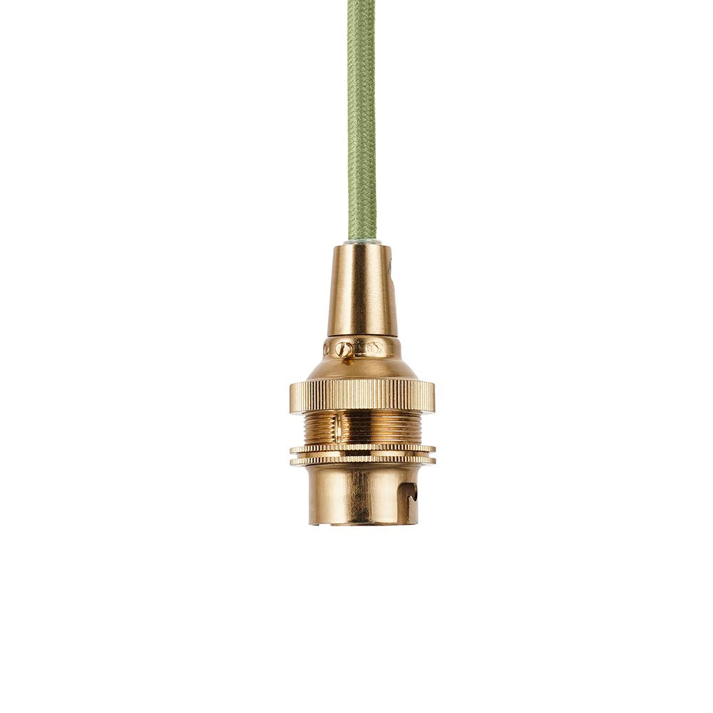 Endon Eltham Aged Brass & Green Braided Cable Set 1 Light Pendant