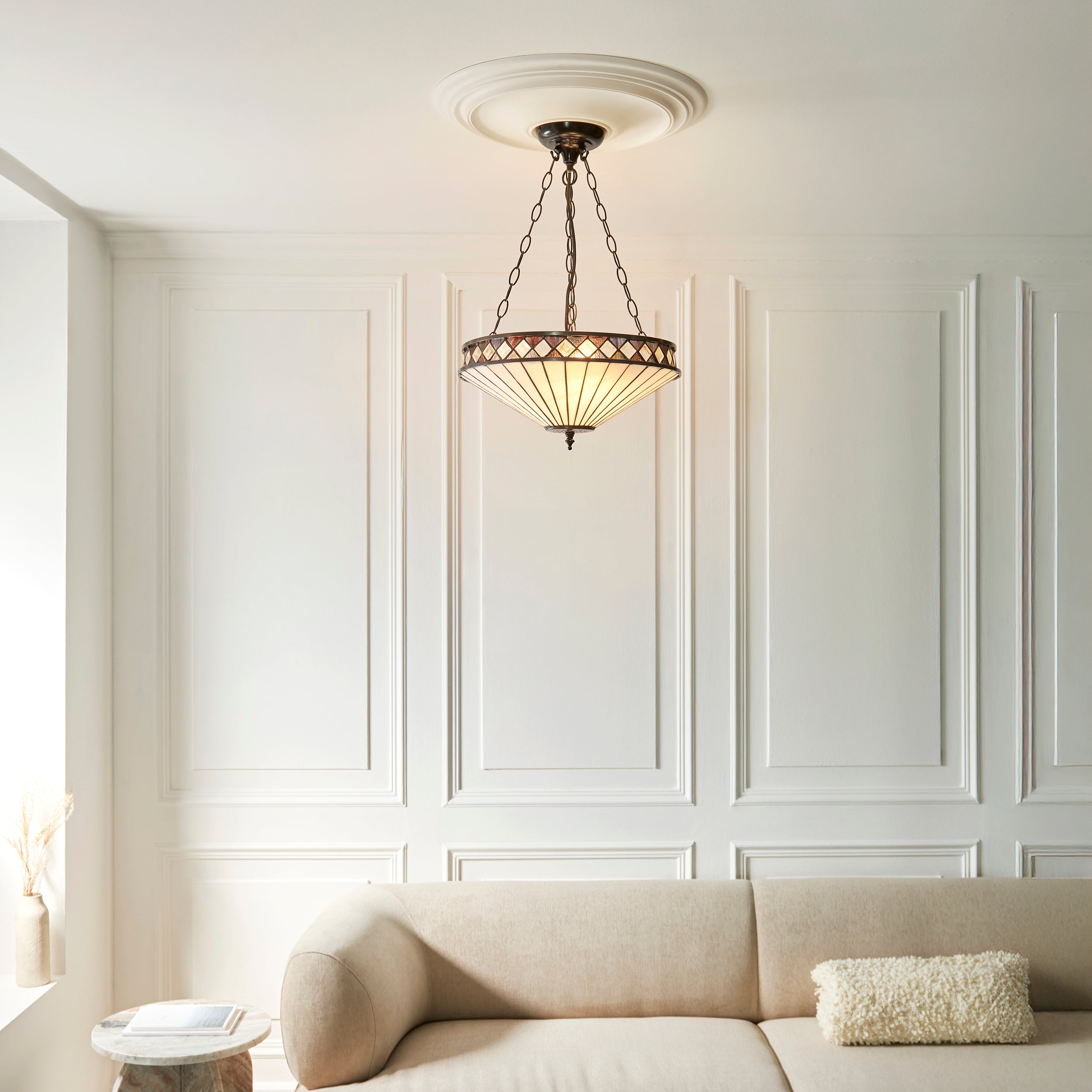 Fargo Medium Inverted Tiffany Ceiling Light (adjustable)