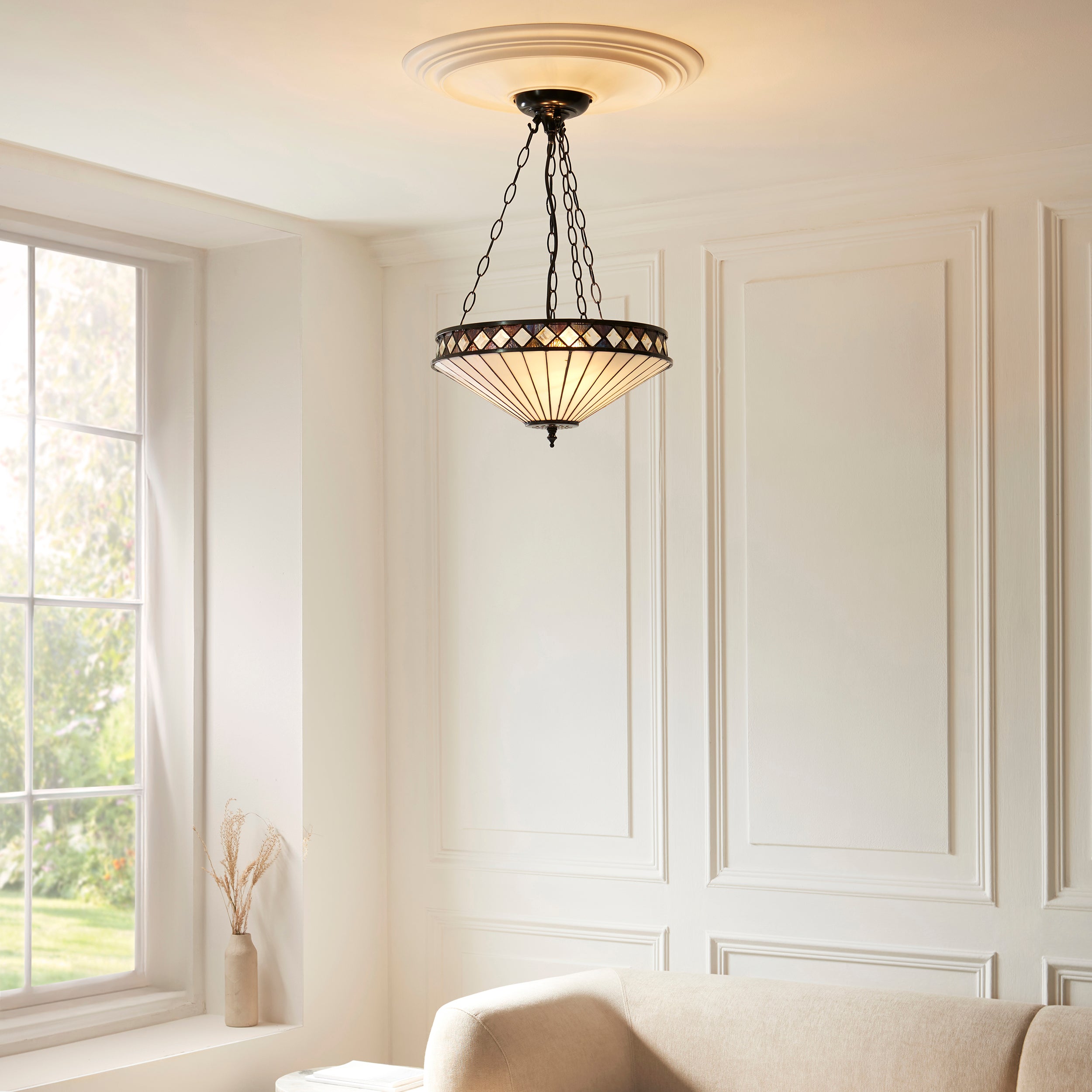 Fargo Medium Inverted Tiffany Ceiling Light (adjustable)