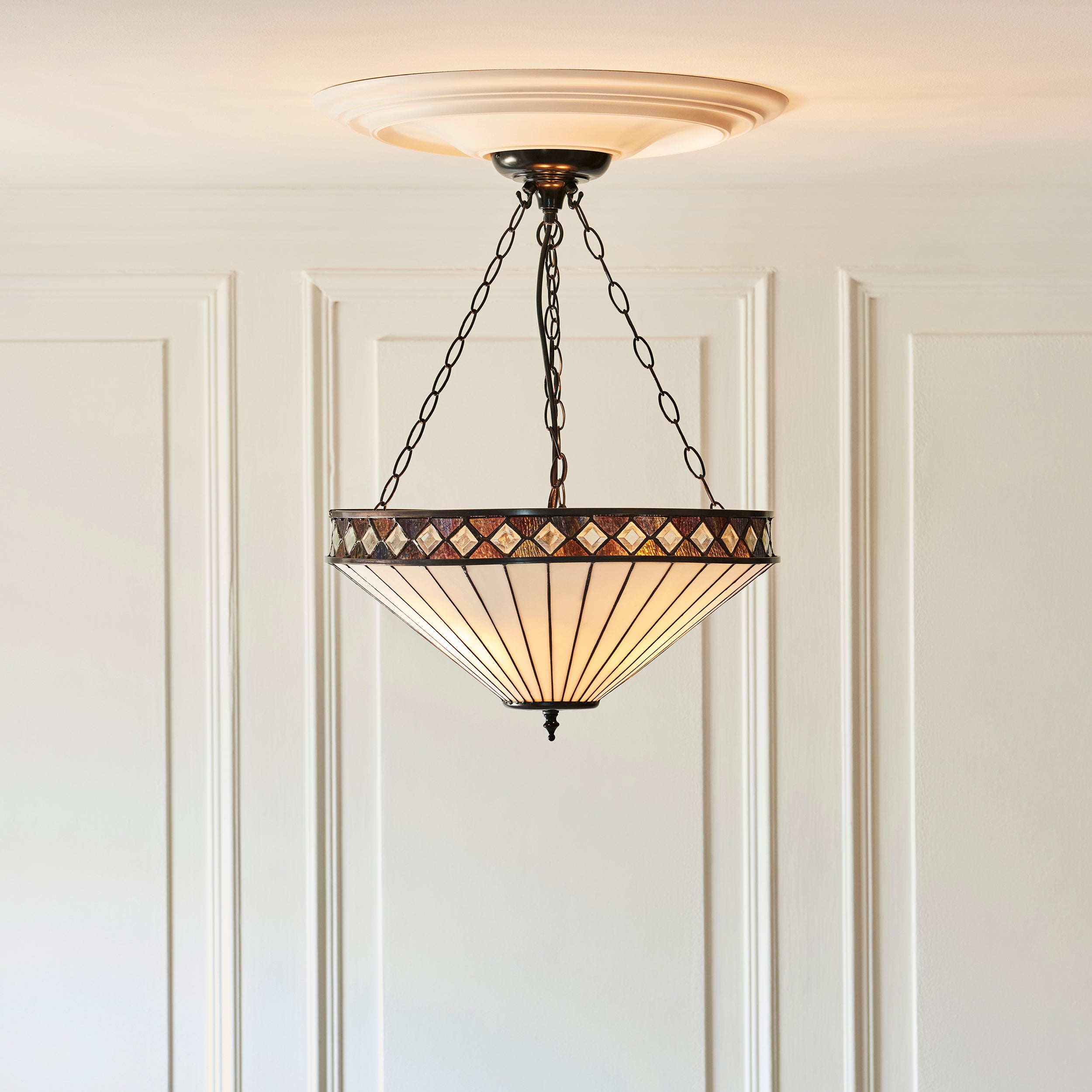 Fargo Large Inverted Tiffany Ceiling Light (adjustable chain)