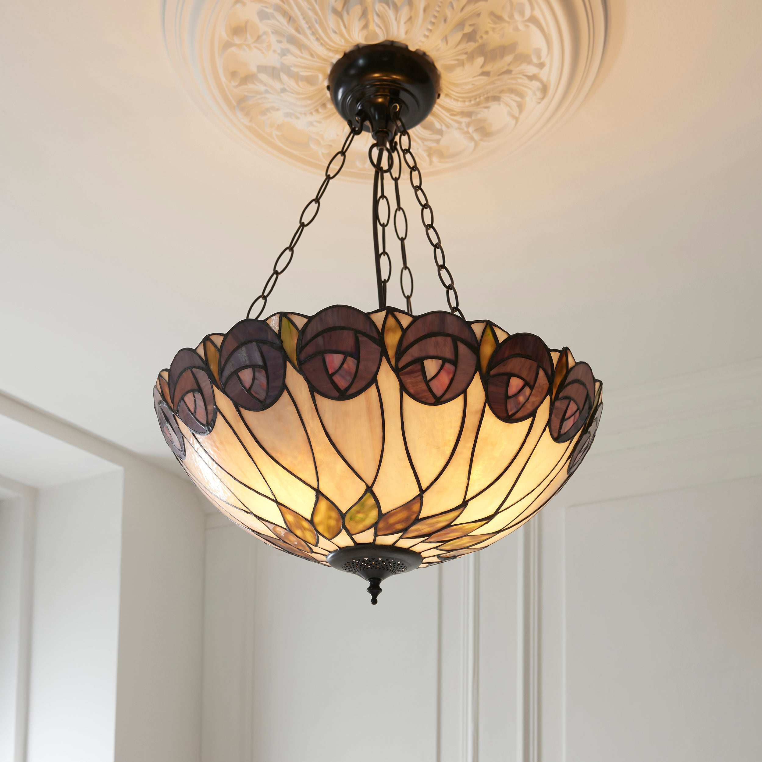 Hutchinson Large Inverted Tiffany Ceiling Light