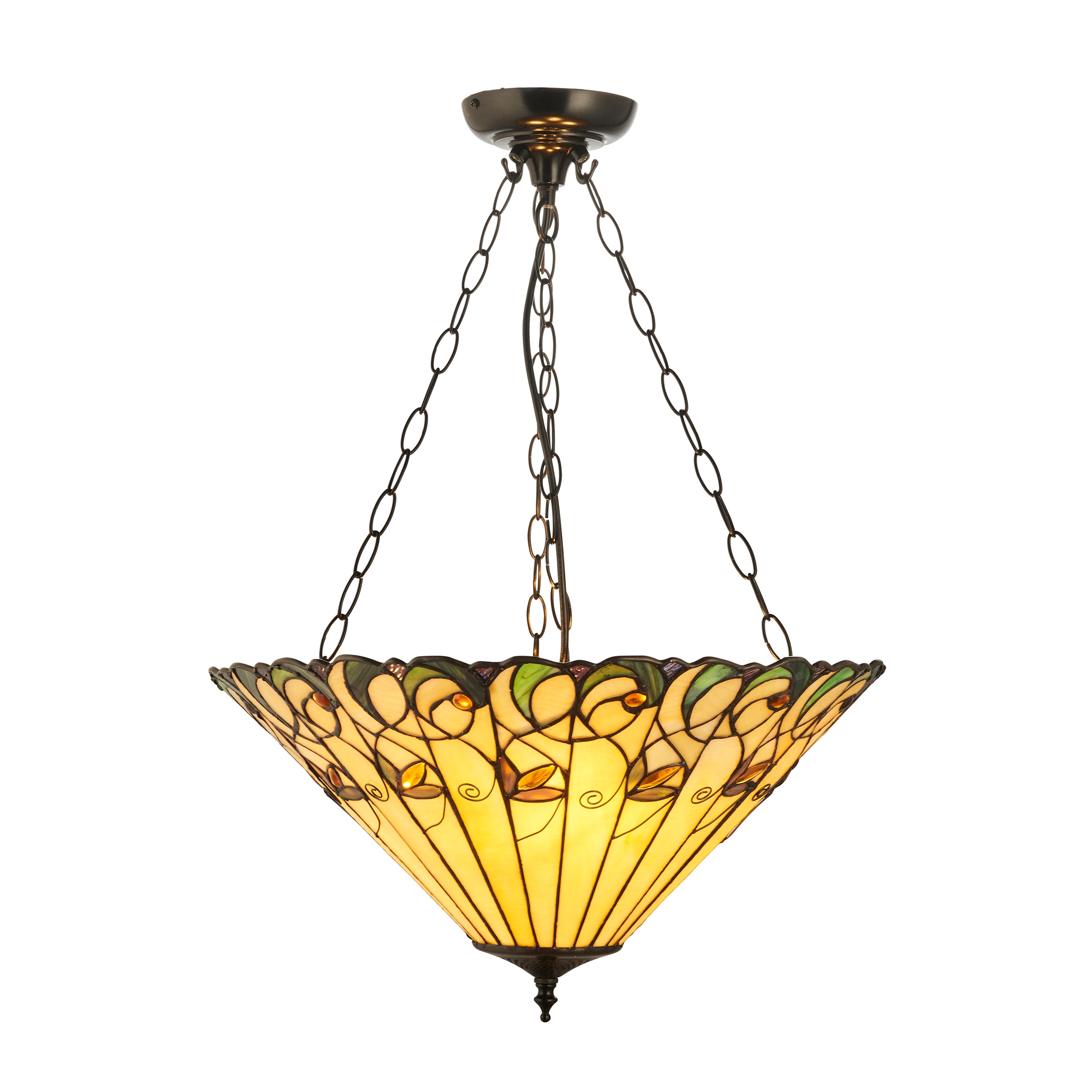 Jamelia Large Inverted Tiffany Ceiling Light (adj chain)