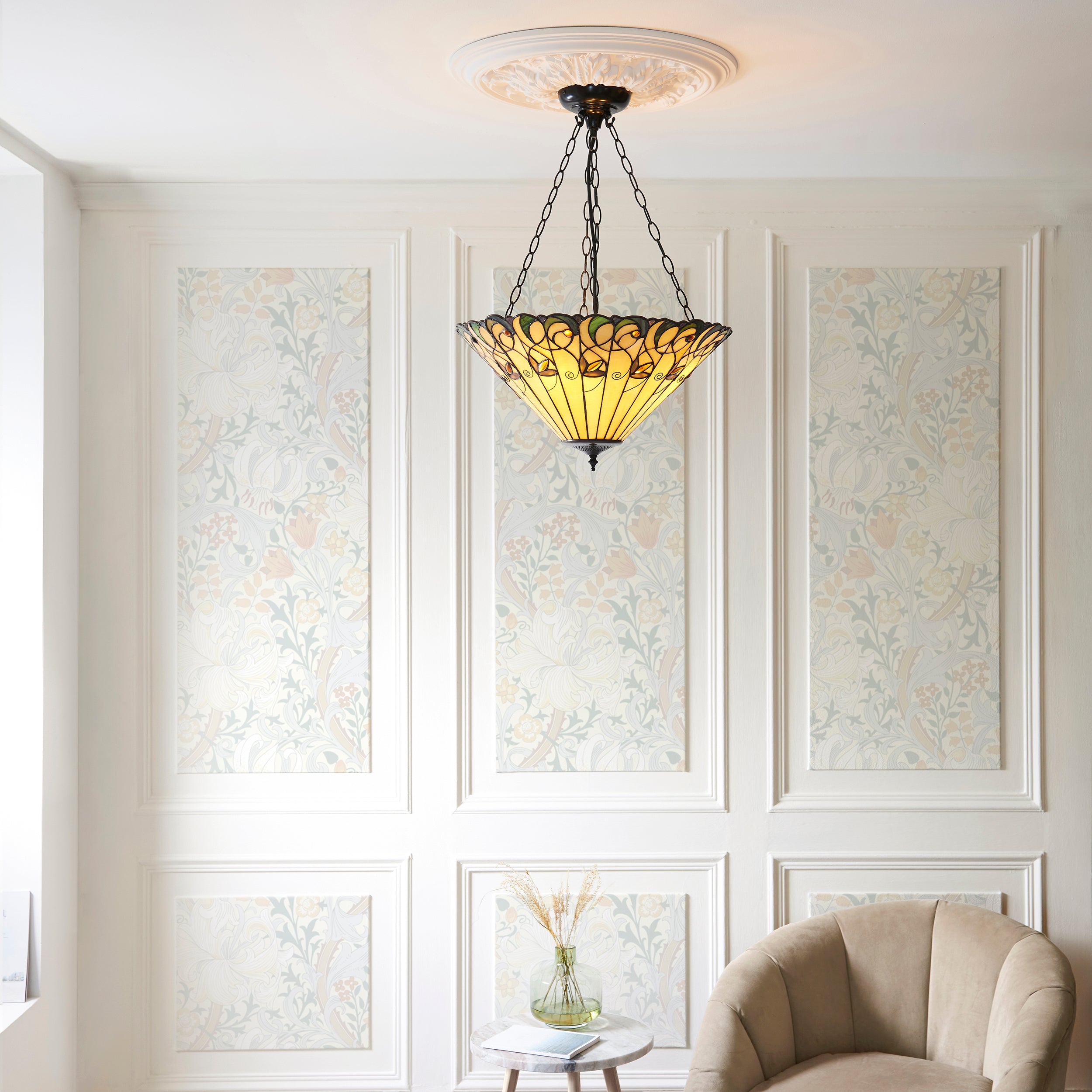 Jamelia Large Inverted Tiffany Ceiling Light (adj chain)