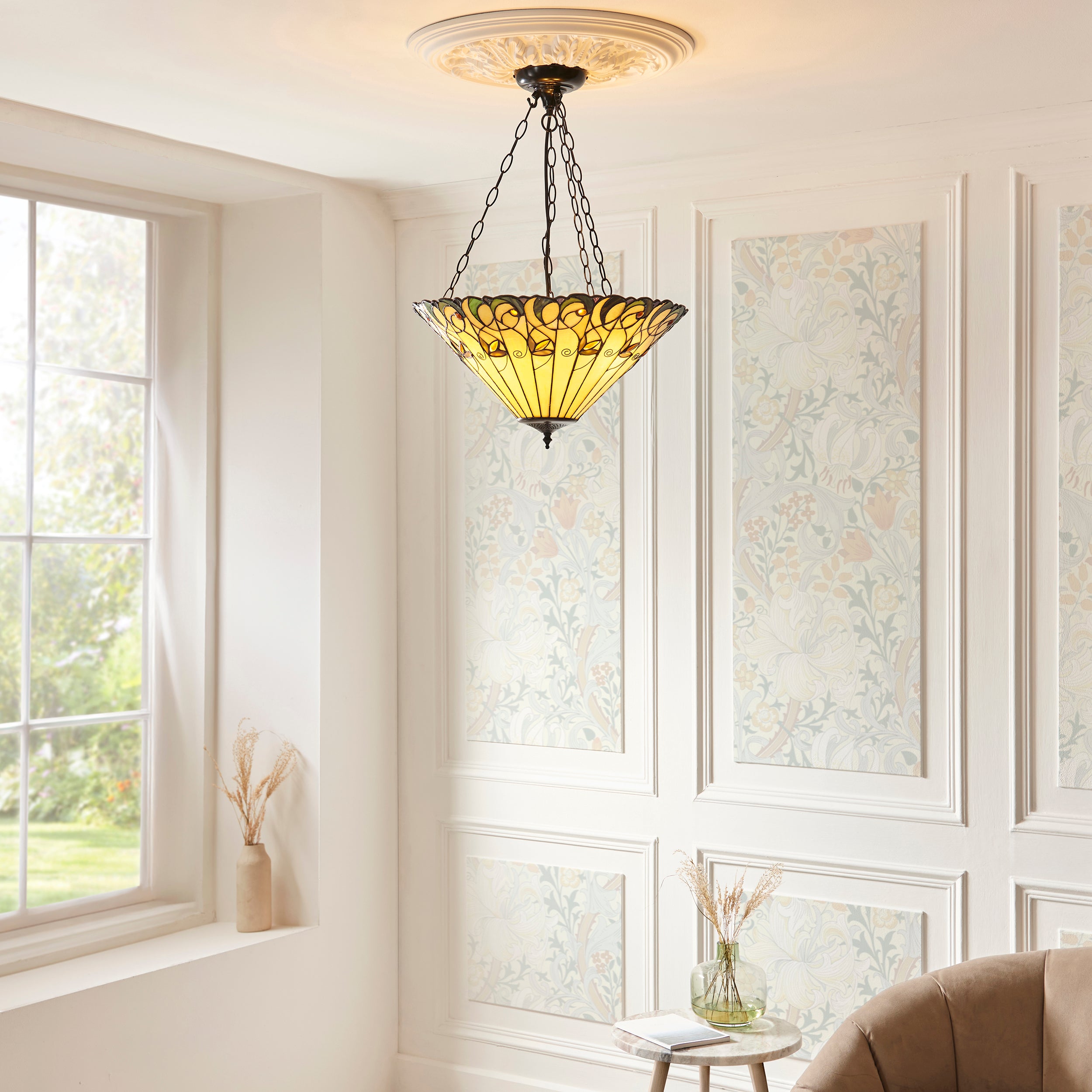 Jamelia Large Inverted Tiffany Ceiling Light (adj chain)