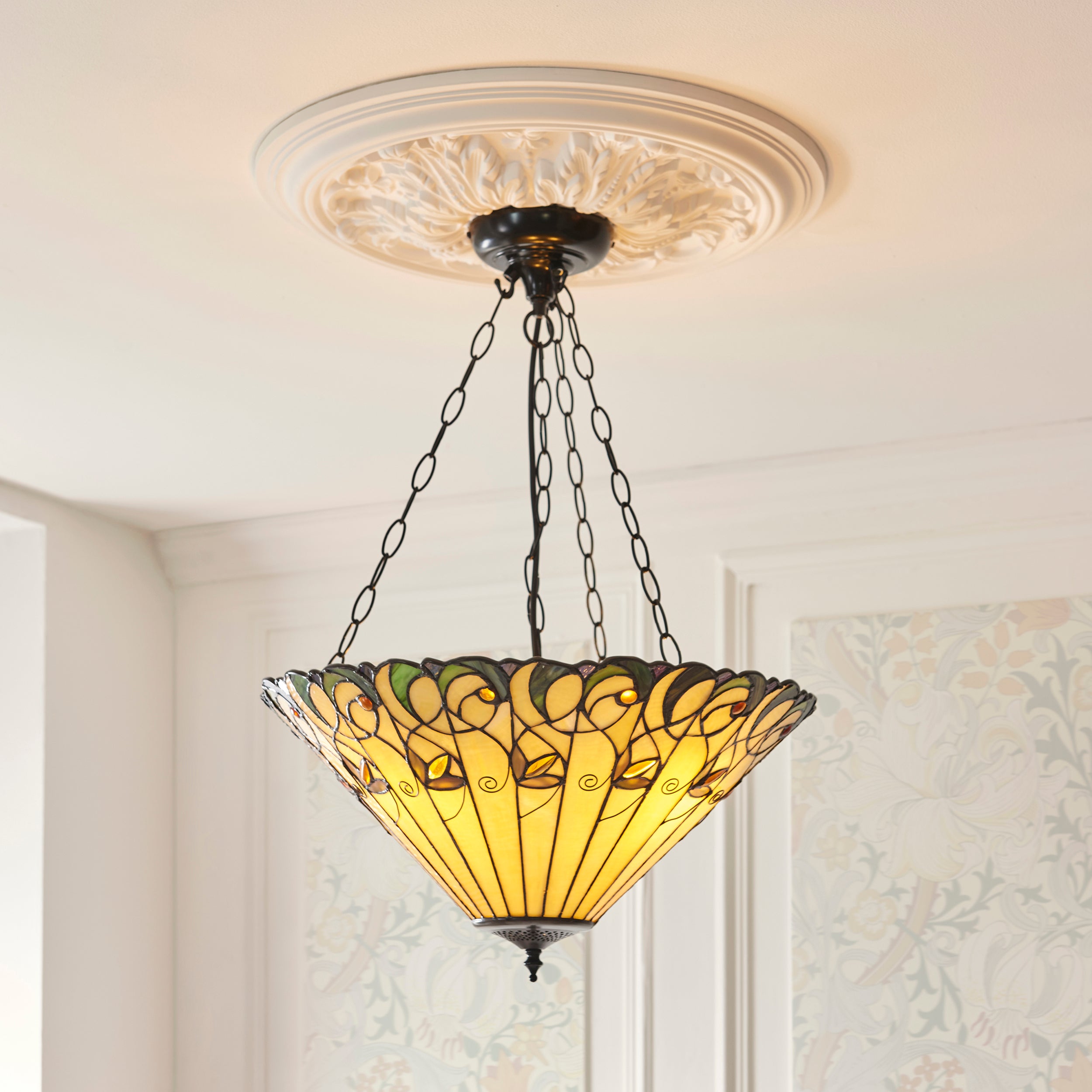 Jamelia Large Inverted Tiffany Ceiling Light (adj chain)