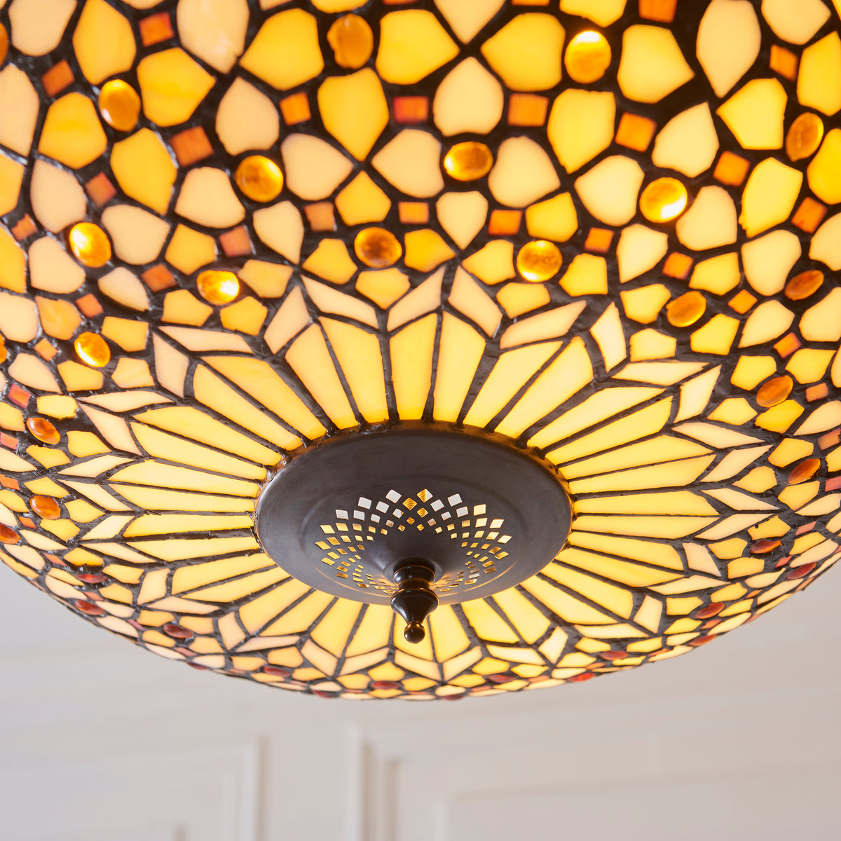 Mille Feux Large Inverted Tiffany Ceiling Light (adjustable) — rear view