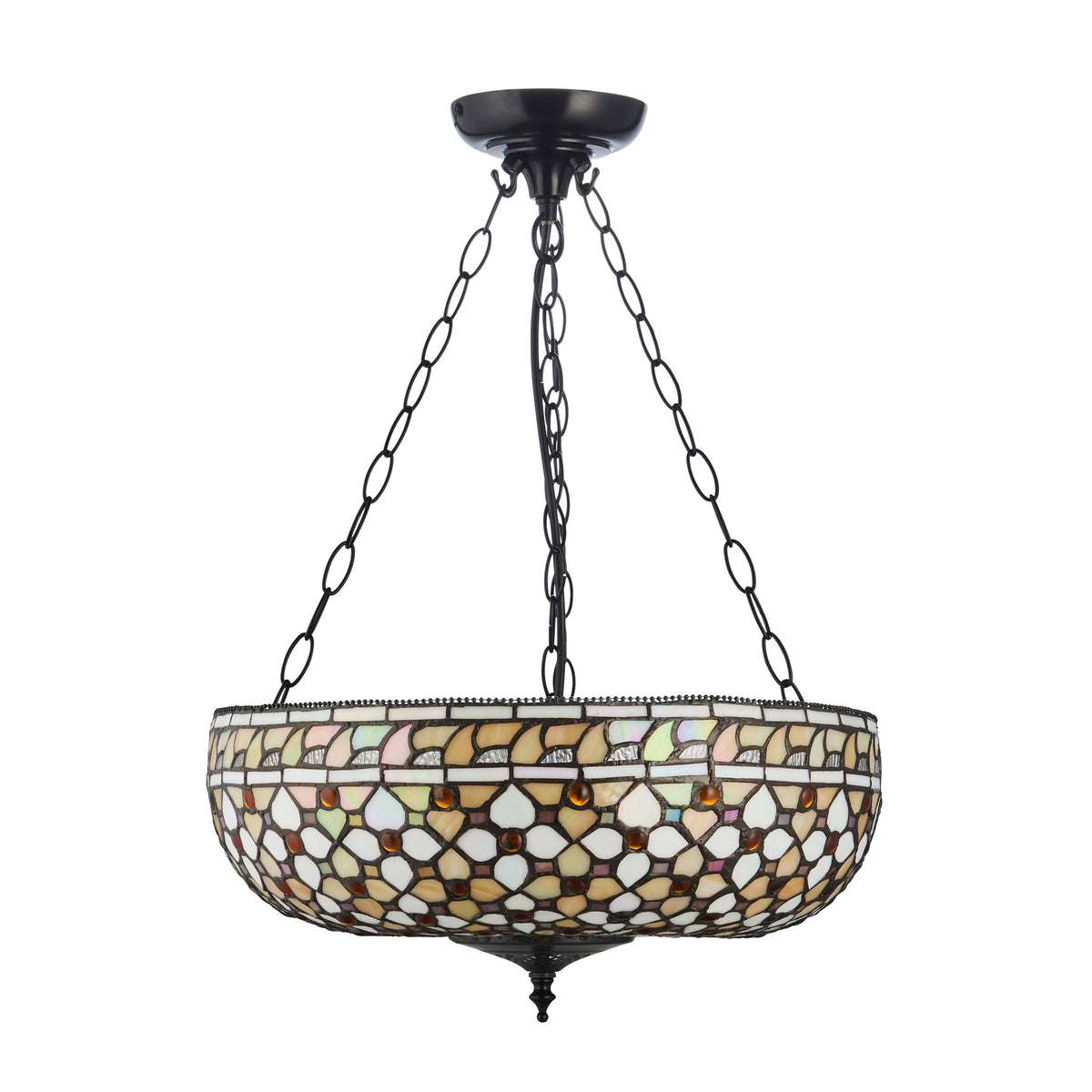 Mille Feux Large Inverted Tiffany Ceiling Light (adjustable) — shade or glass detail