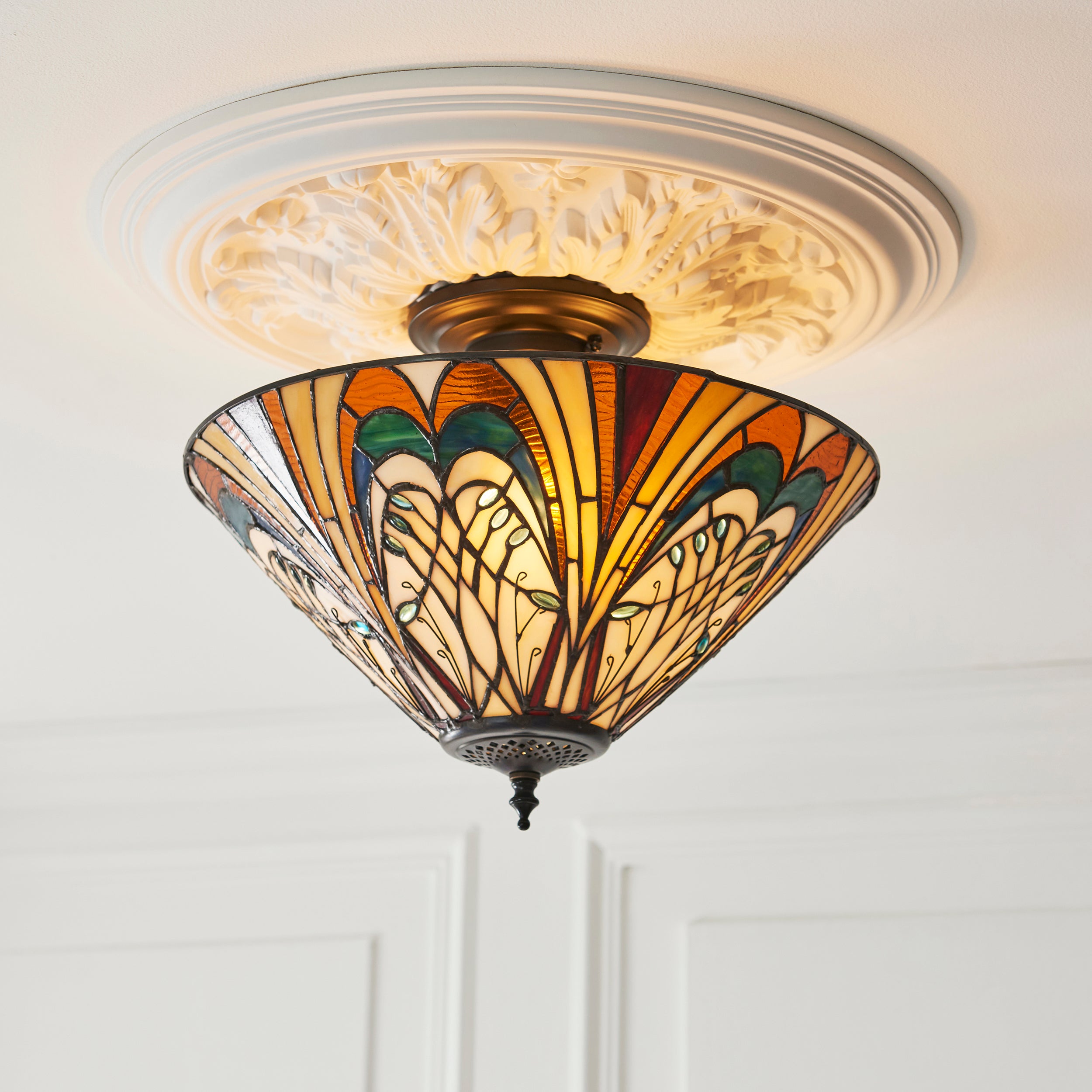Hector Medium Semi Flush Tiffany Ceiling Light