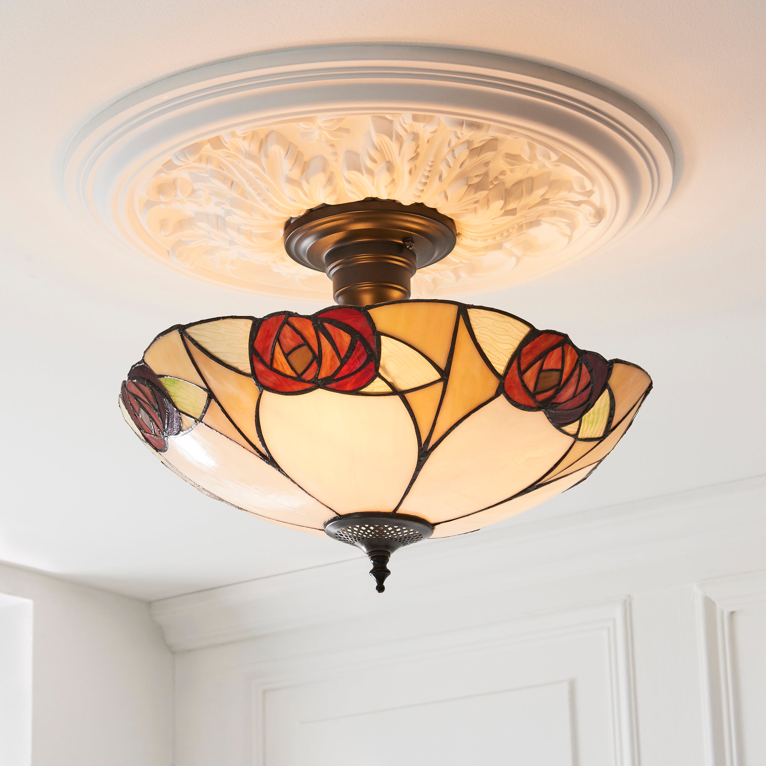 Interiors 1900 Ingram Semi Flush Tiffany Ceiling Light