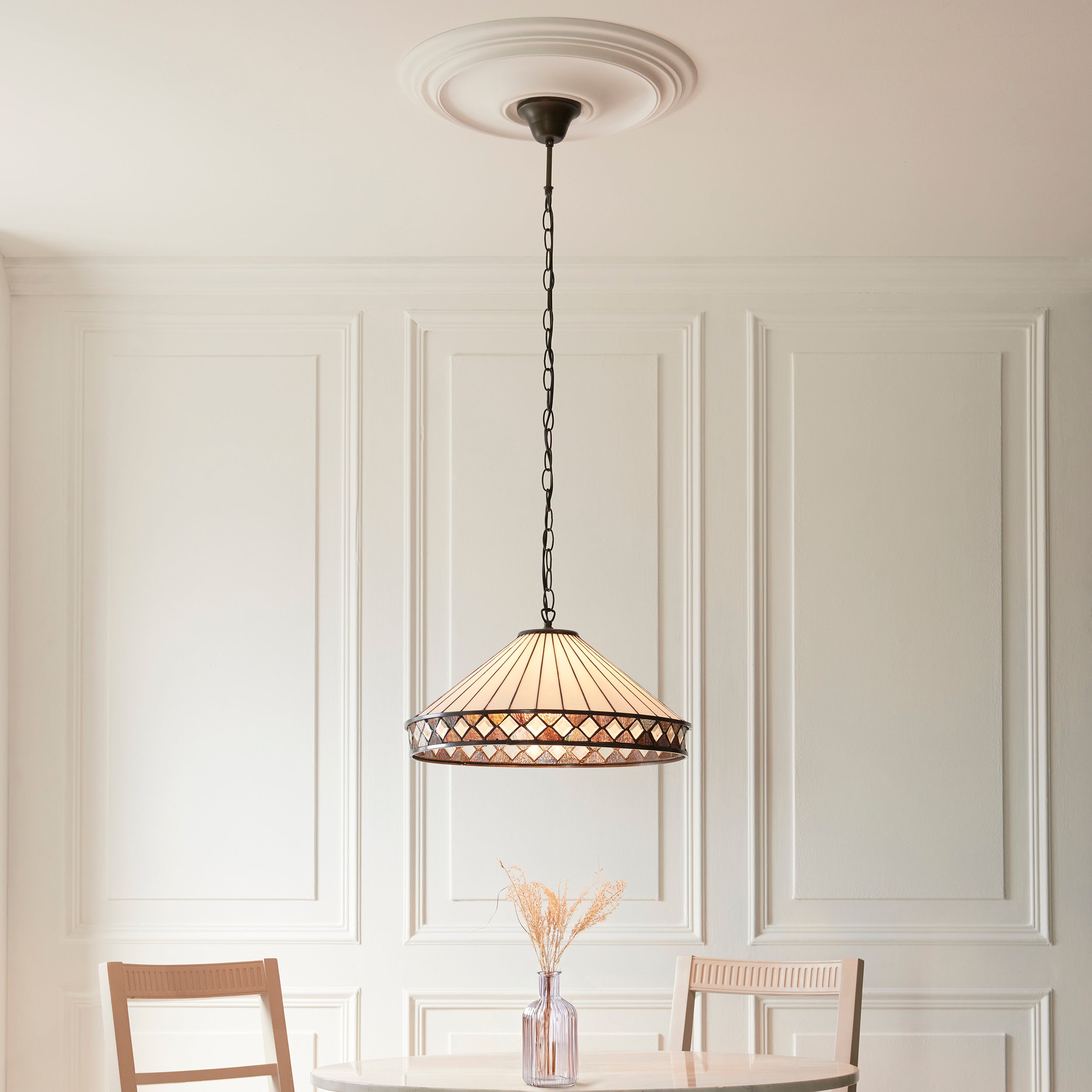 Fargo Large Tiffany Ceiling Light - 3 Bulb Fitting