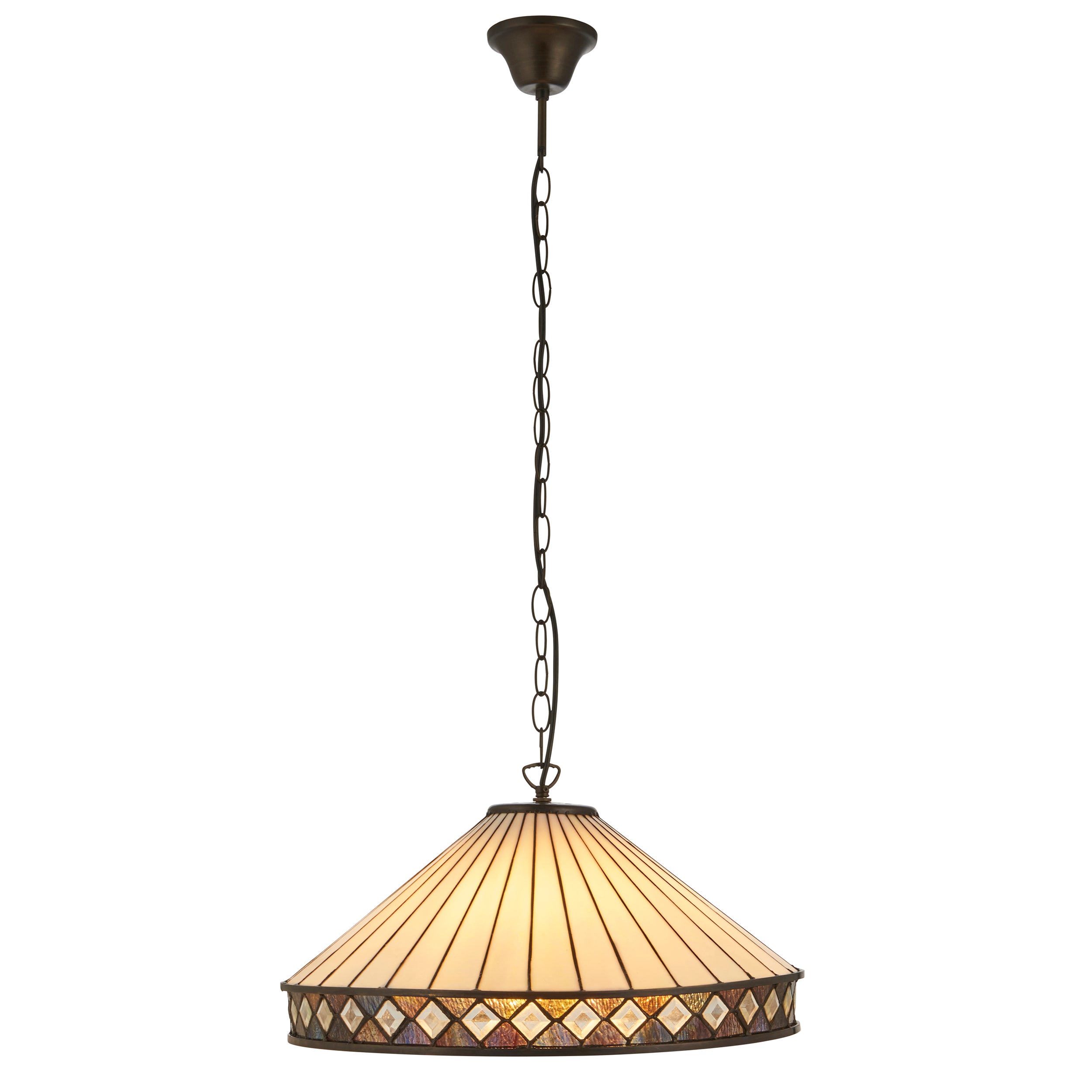 Fargo Large Tiffany Ceiling Light - 3 Bulb Fitting