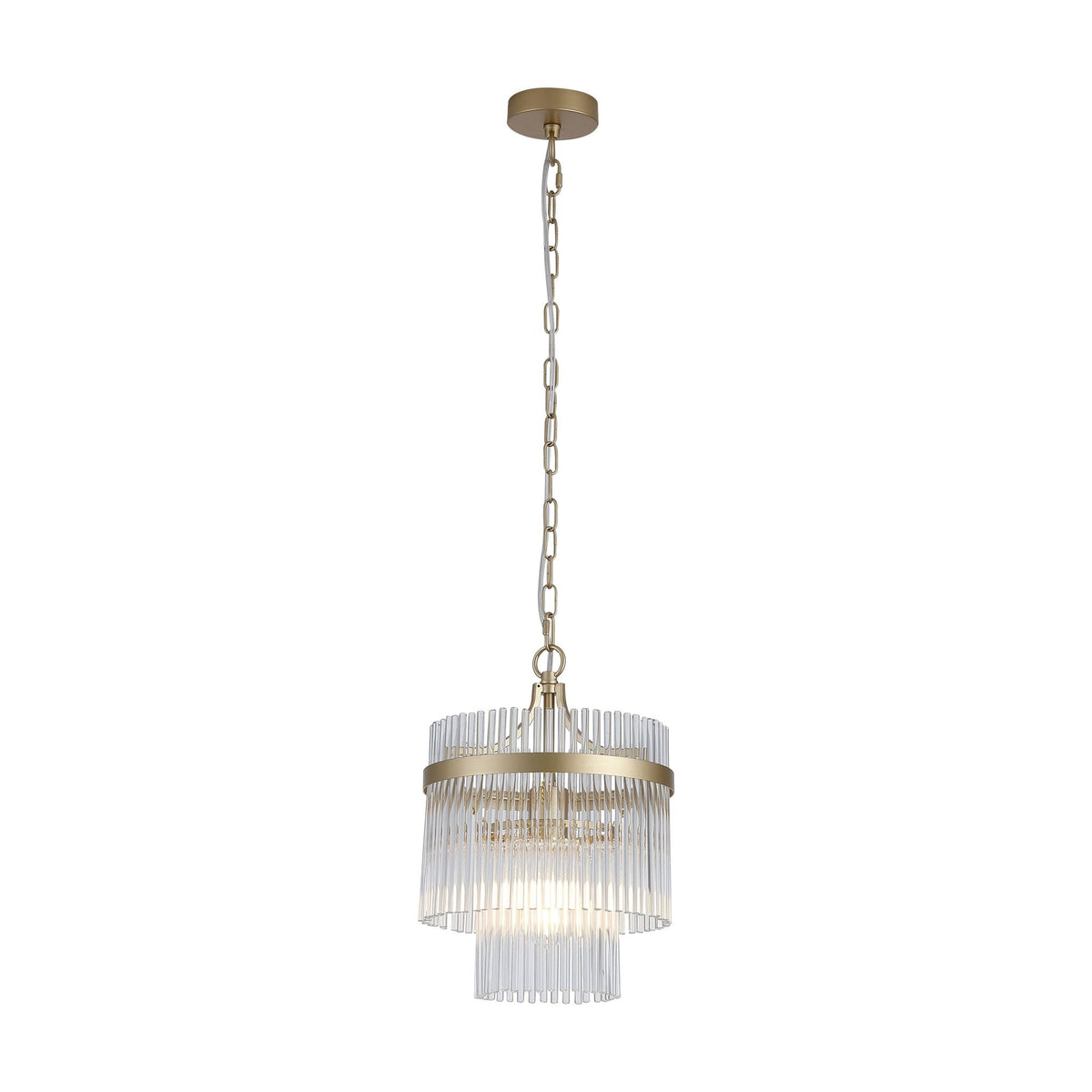 Lara, Gold, Pendant Light - Clear Glass Rods-warehouse-091026