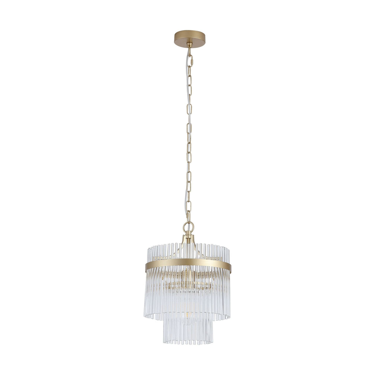 Lara, Gold, Pendant Light - Clear Glass Rods-warehouse-091026