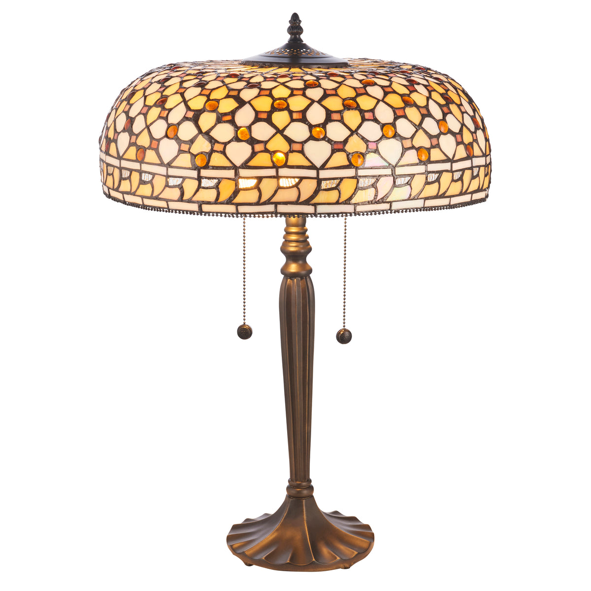 Interiors 1900 Mille Feux Large 2 Light Tiffany Table Lamp — close-up detail