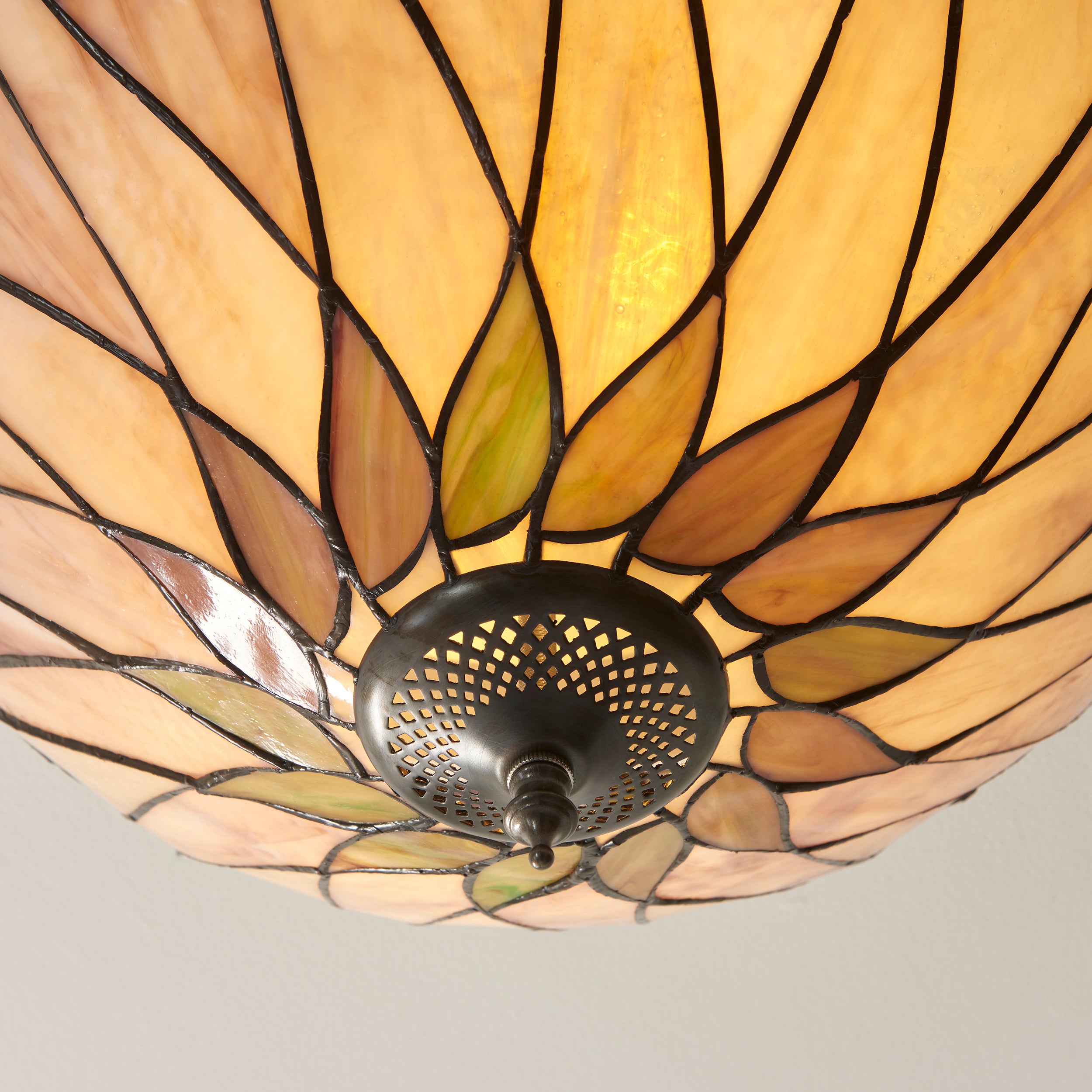 Interiors 1900 Hutchinson Medium Flush Tiffany Ceiling Light