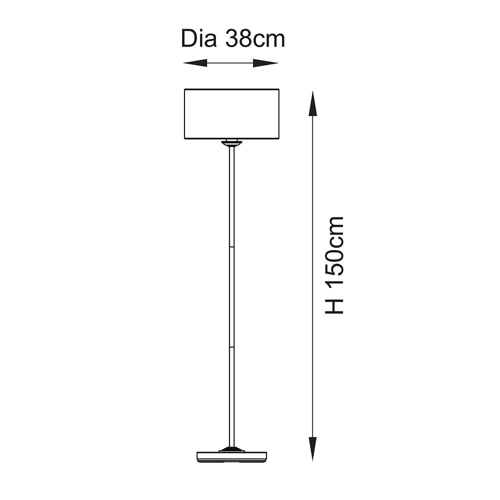 Highclere Antique Brass 1 Light Floor Lamp White Shade — rear view