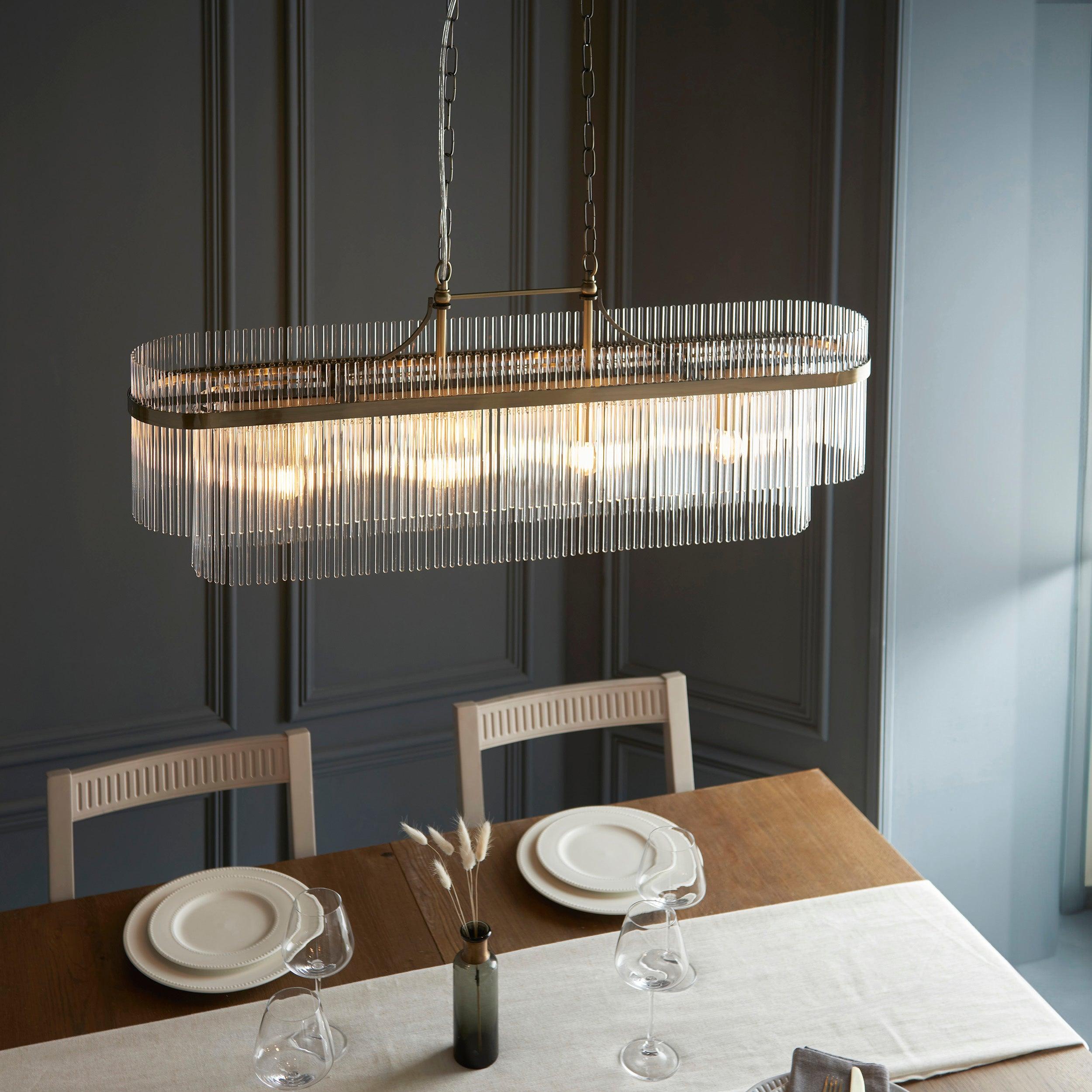 Buy Marietta Brass 4 Light Linear Ceiling Pendant - Glass Rods