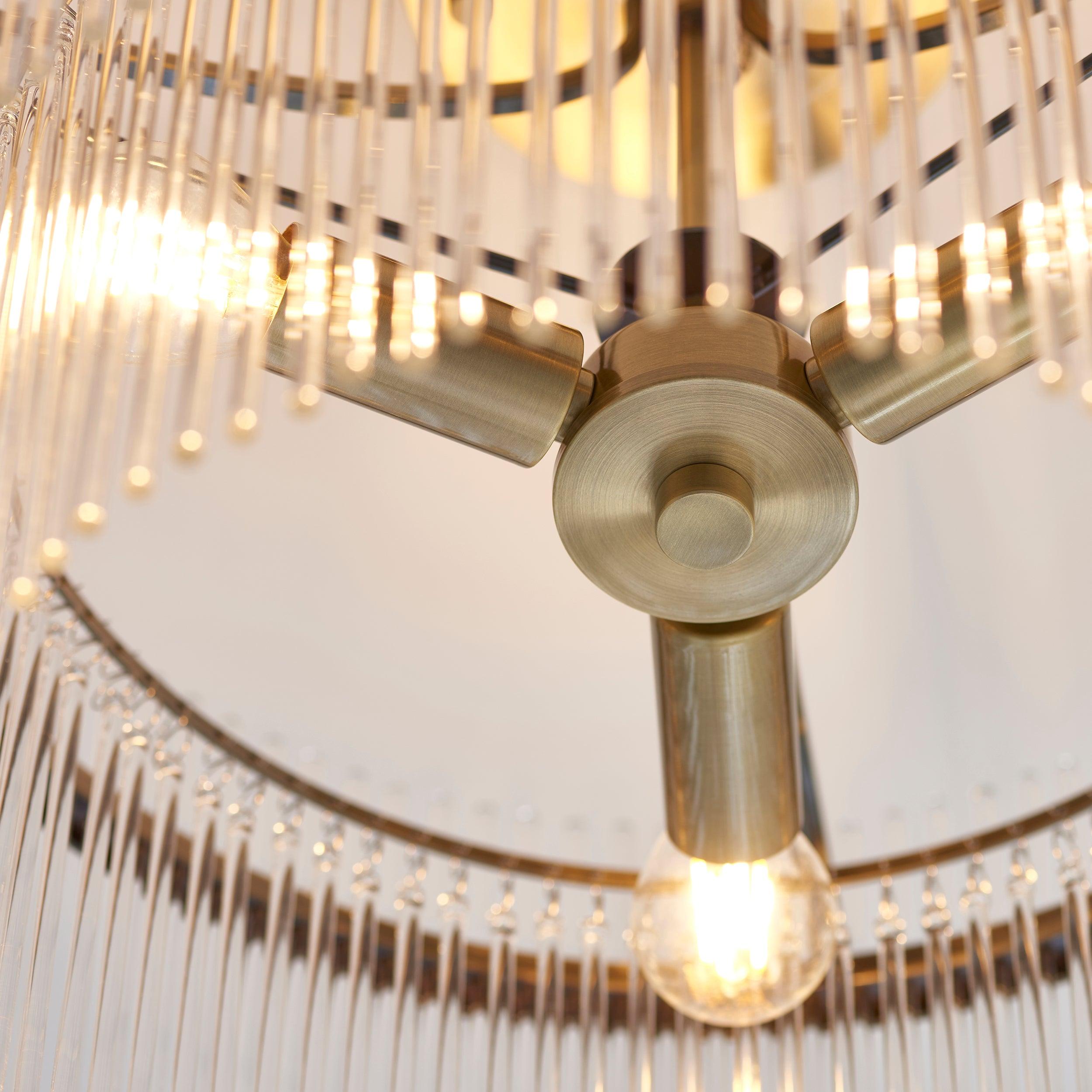 Marietta Brass 3 Light Semi Flush - Glass Rods-OPEN-BOX-020426