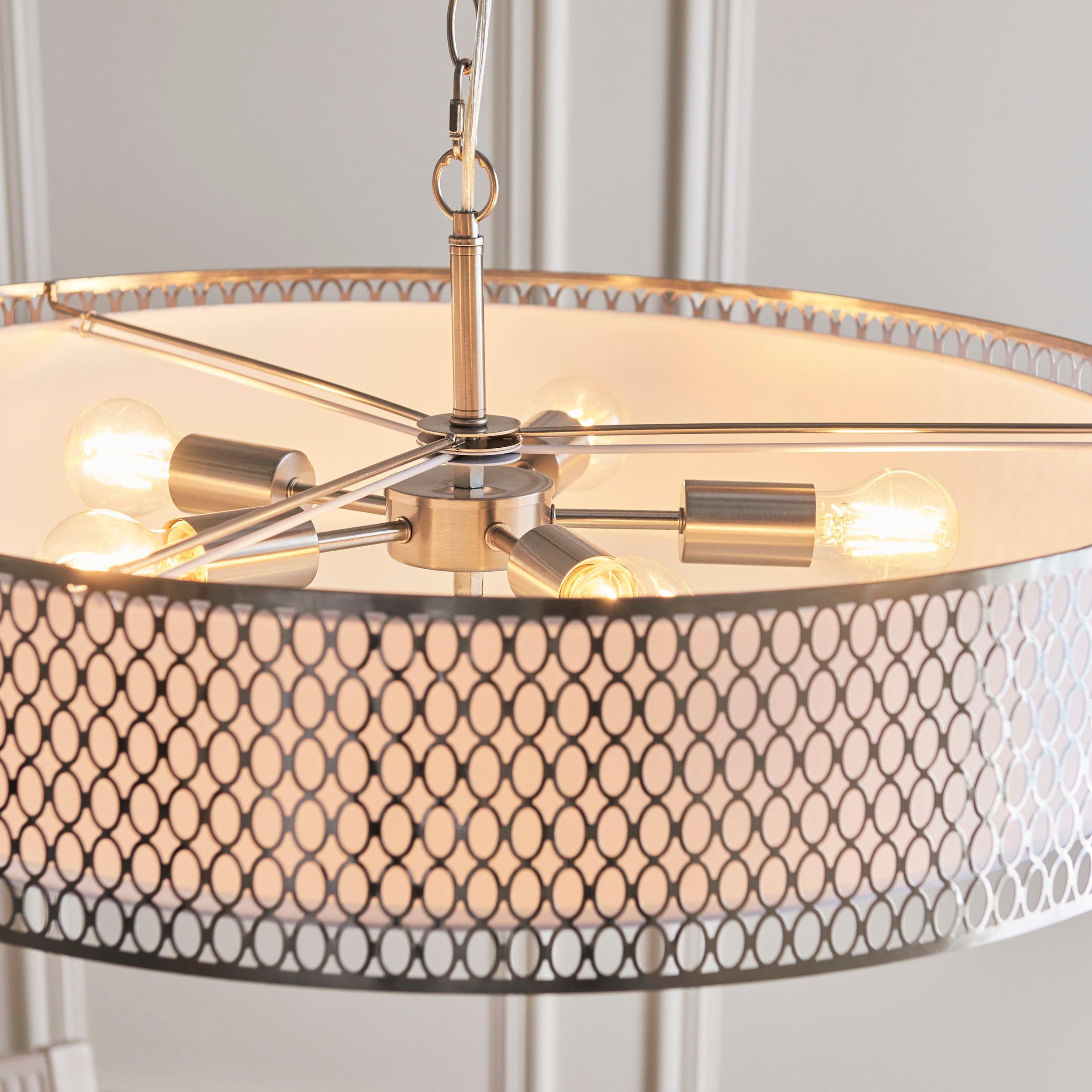 Endon Cordero 5 Light Nickel Grand Ceiling Pendant