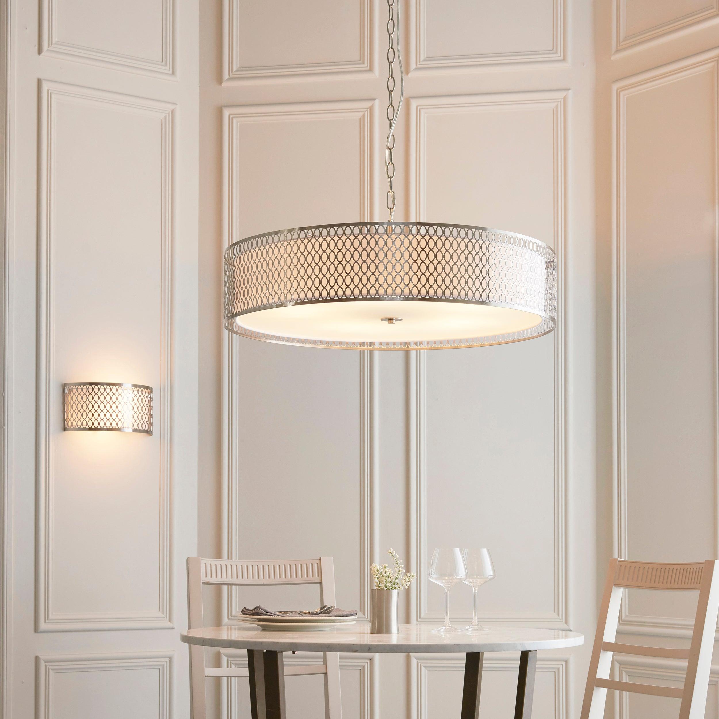 Endon Cordero 5 Light Nickel Grand Ceiling Pendant