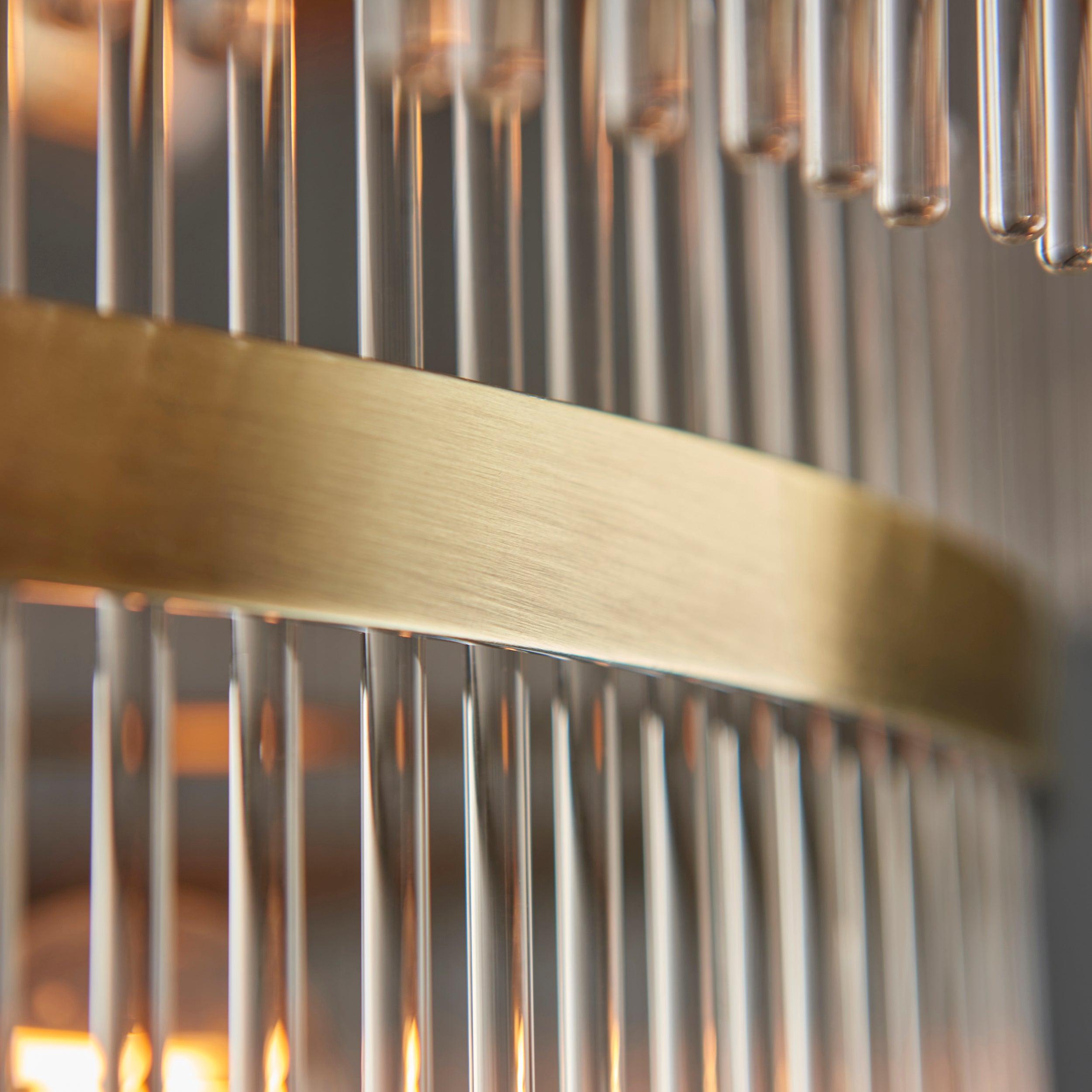 marietta brass grand 21 light ceiling pendant glass rods by Endon Lighting Bedroom Hero Shot